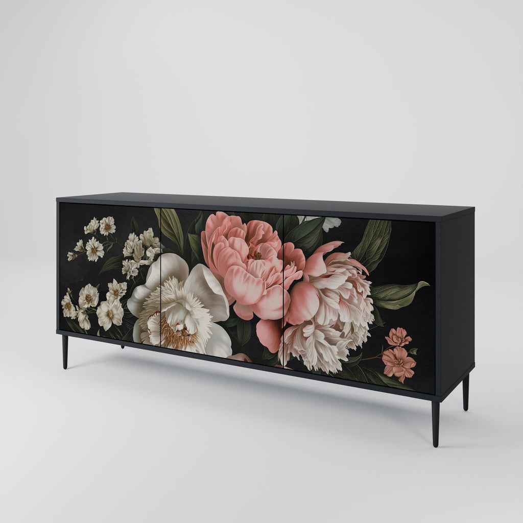 LUSH ELEGANCE 3-Door Sideboard in Black Finish