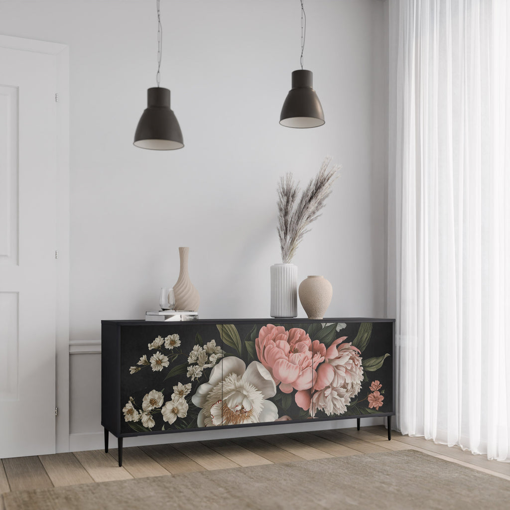 LUSH ELEGANCE 3-Door Sideboard in Black Finish