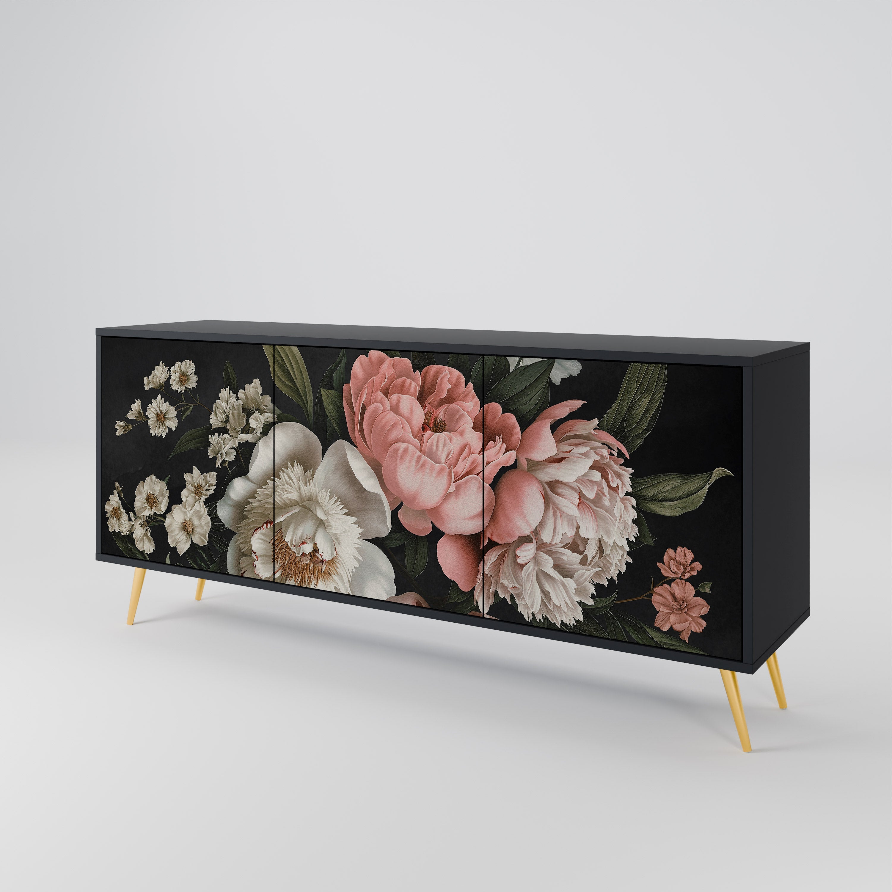 LUSH ELEGANCE 3-Door Sideboard in Black Finish