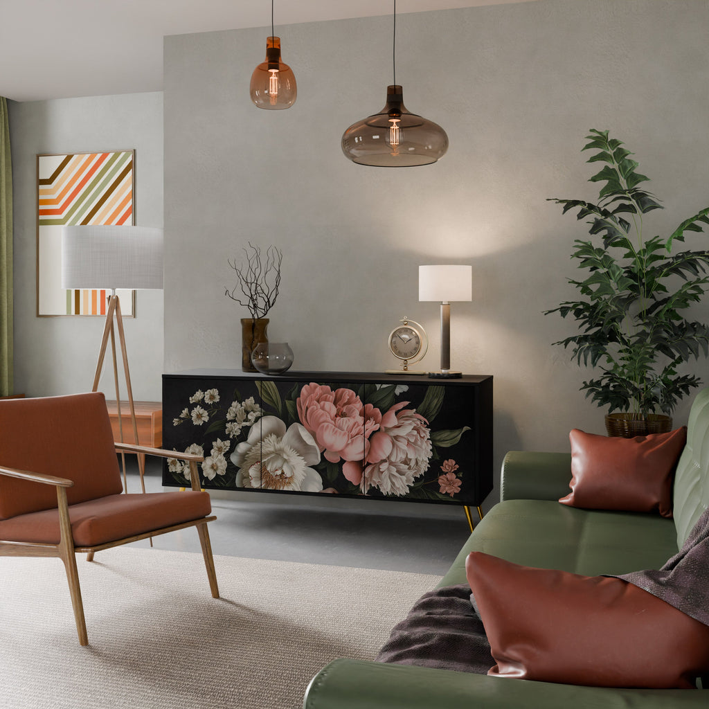 LUSH ELEGANCE 3-Door Sideboard in Black Finish