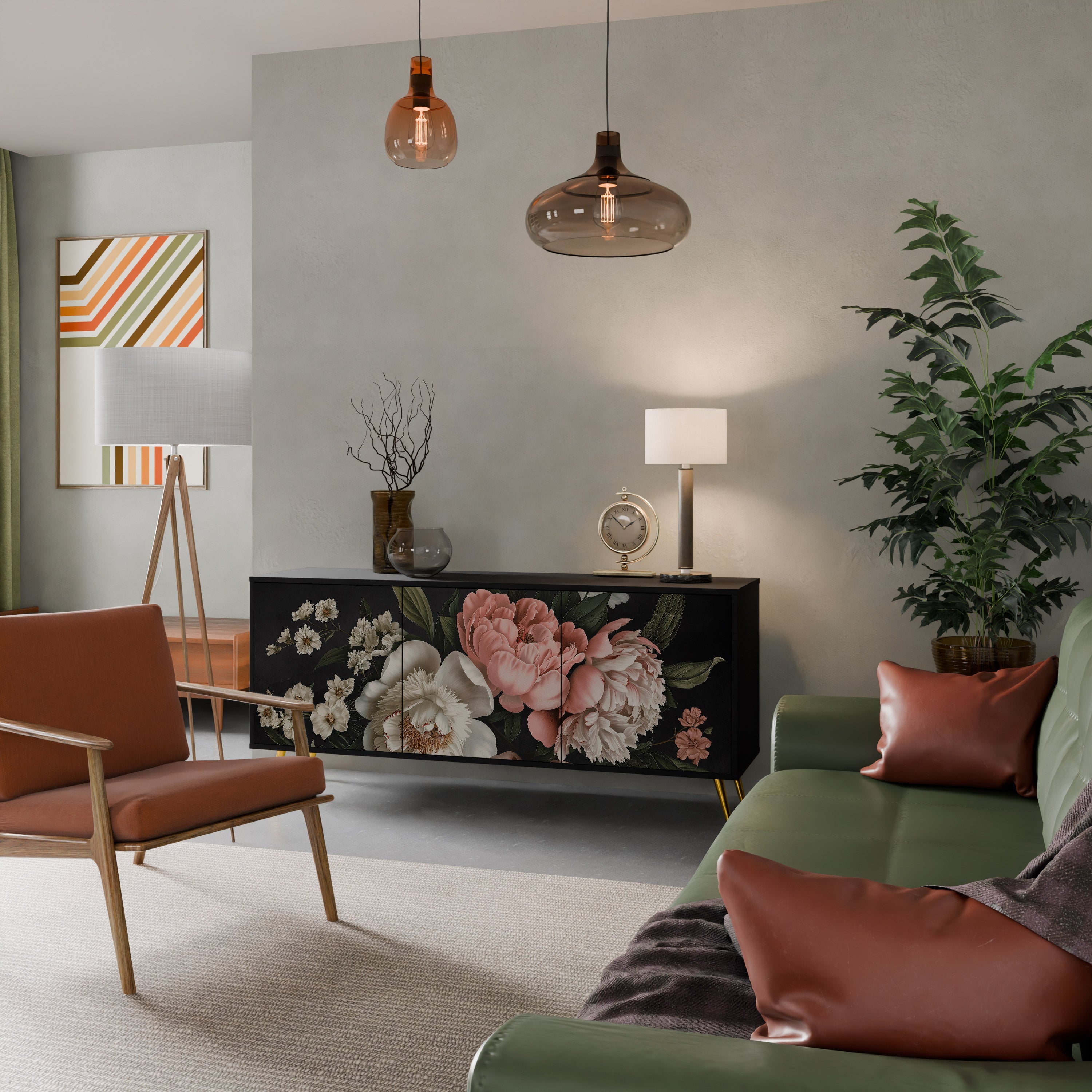 LUSH ELEGANCE 3-Door Sideboard in Black Finish