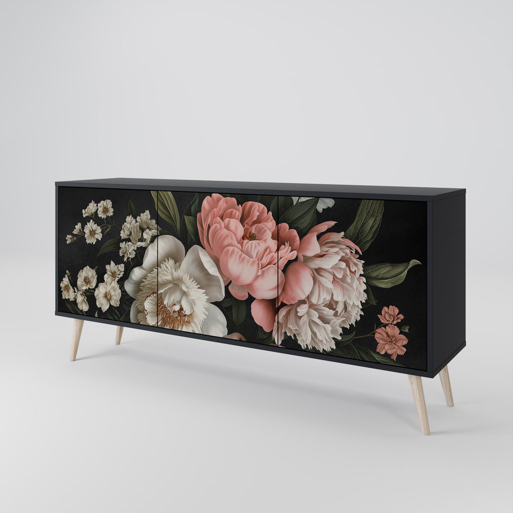 LUSH ELEGANCE 3-Door Sideboard in Black Finish
