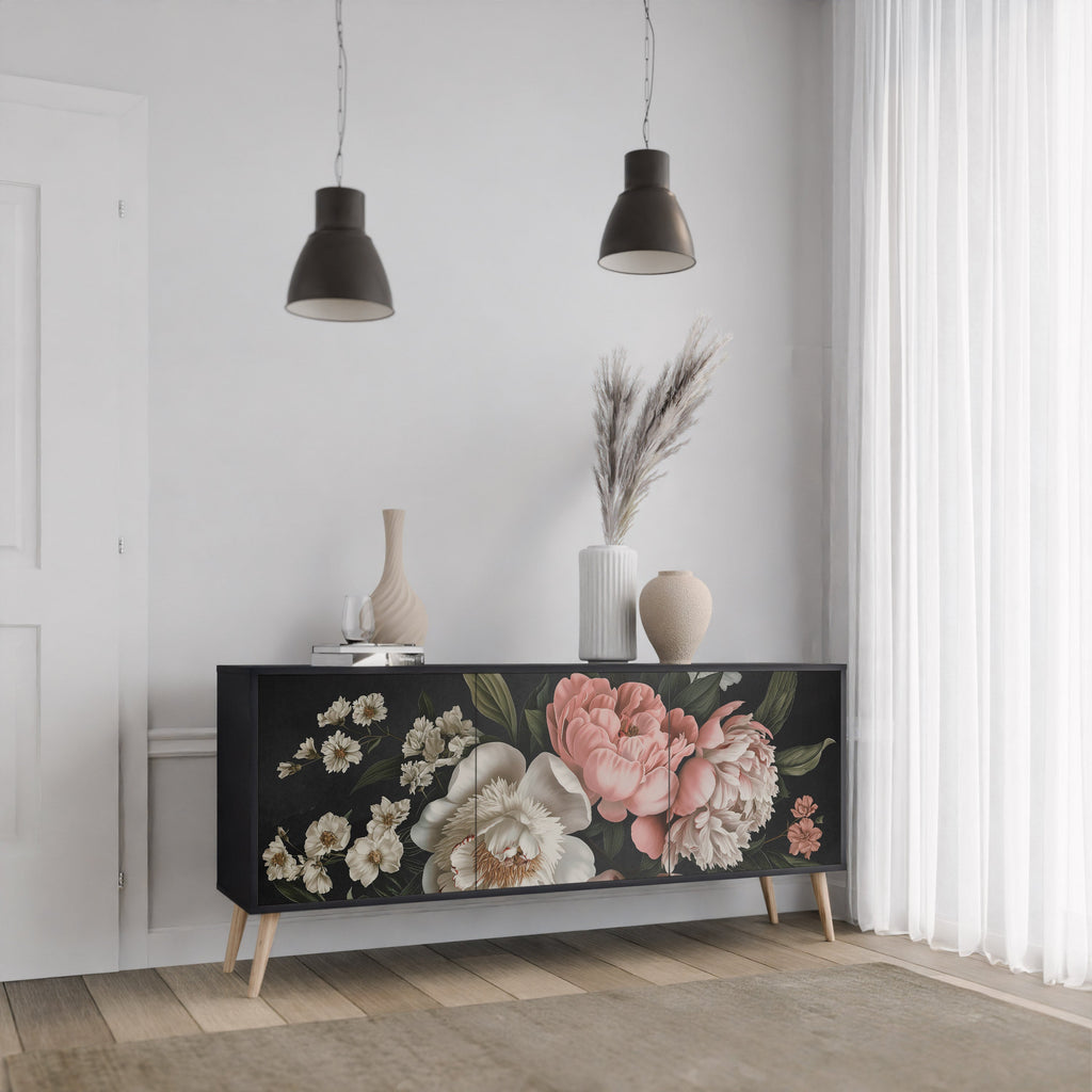 LUSH ELEGANCE 3-Door Sideboard in Black Finish