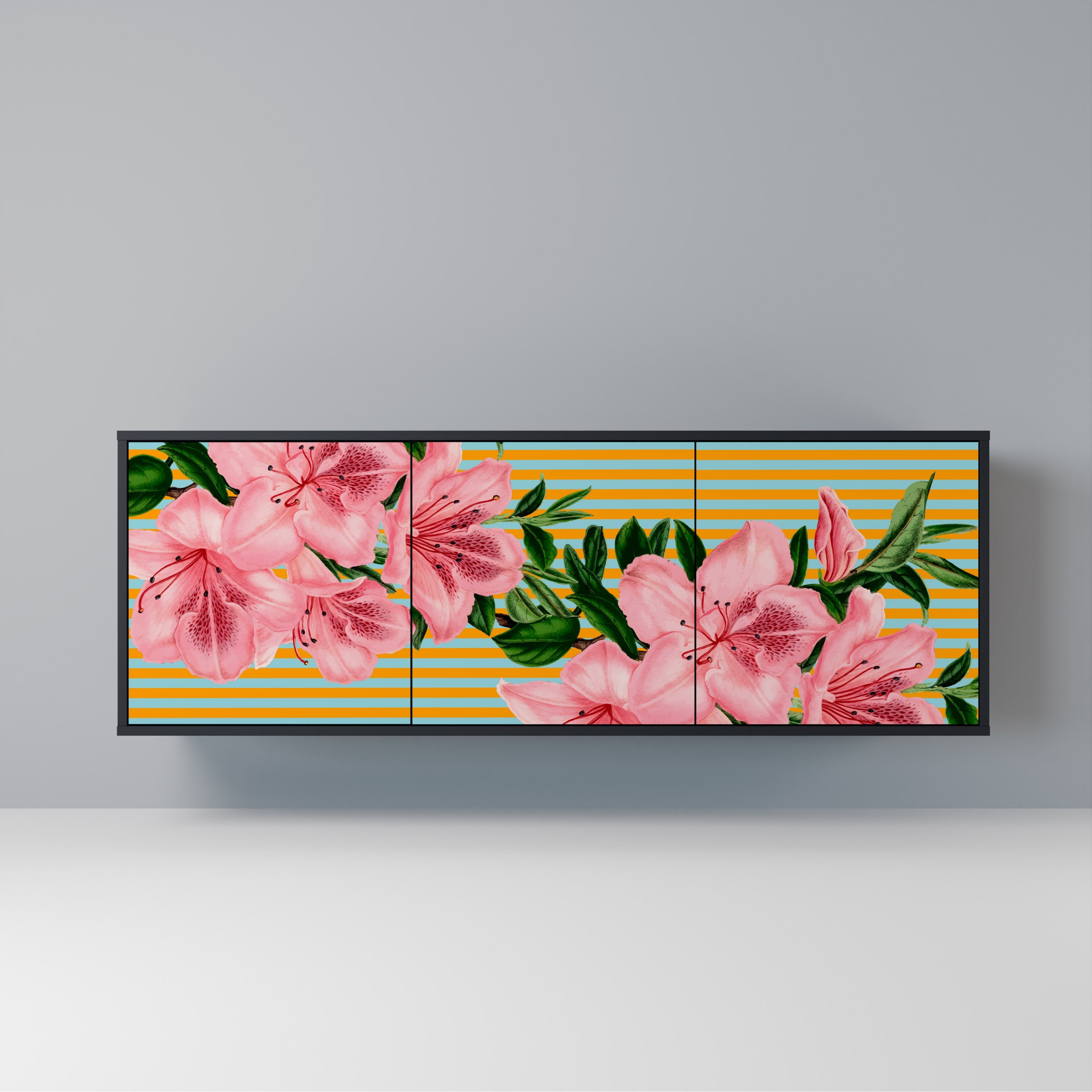 FRAGILE BEAUTY Aparador de 3 Portas em Acabamento Preto