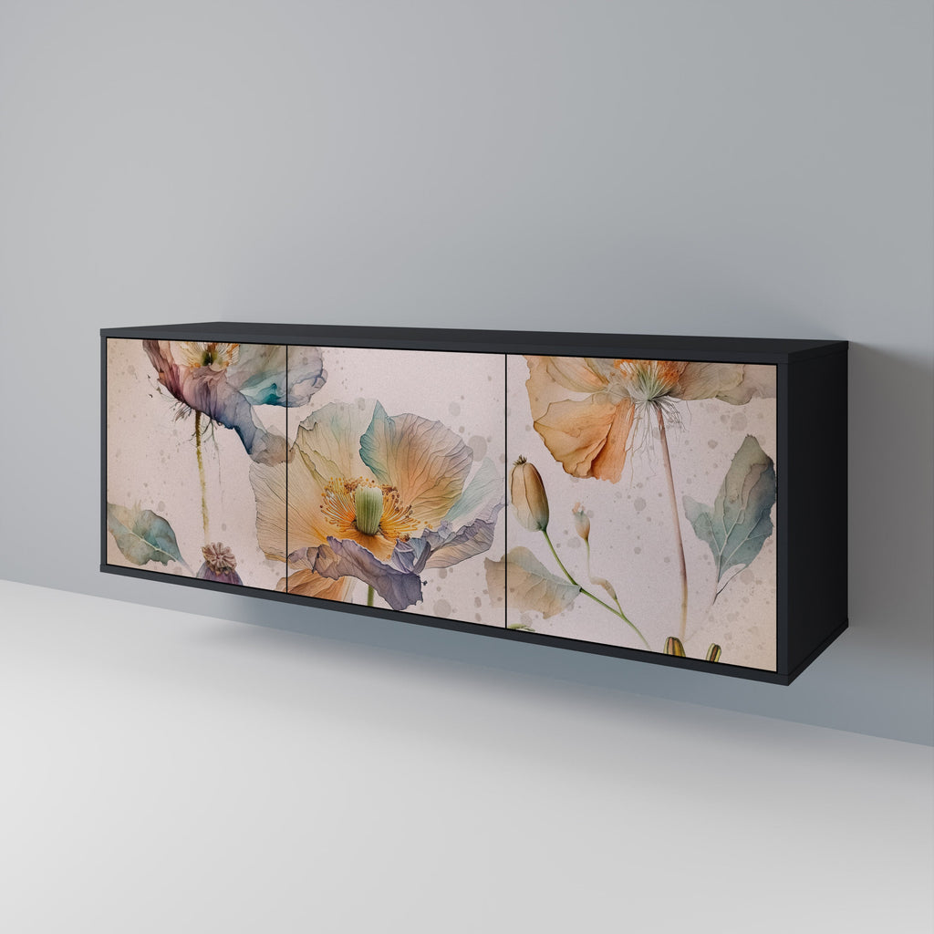 SOFTEN POPPY 3-Door Sideboard in Black Finish