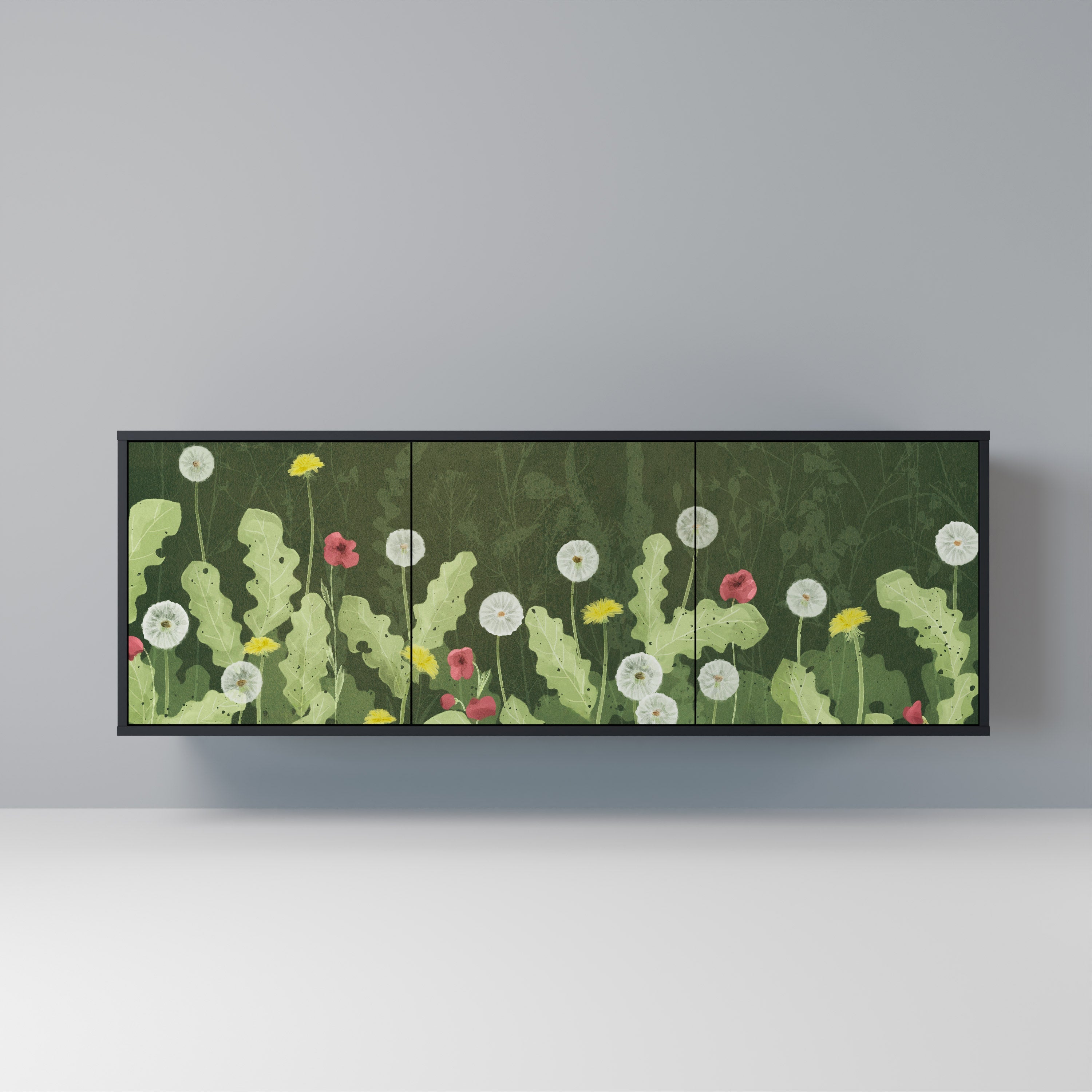 DANDELION AMUSE Aparador de 3 Portas em Acabamento Preto