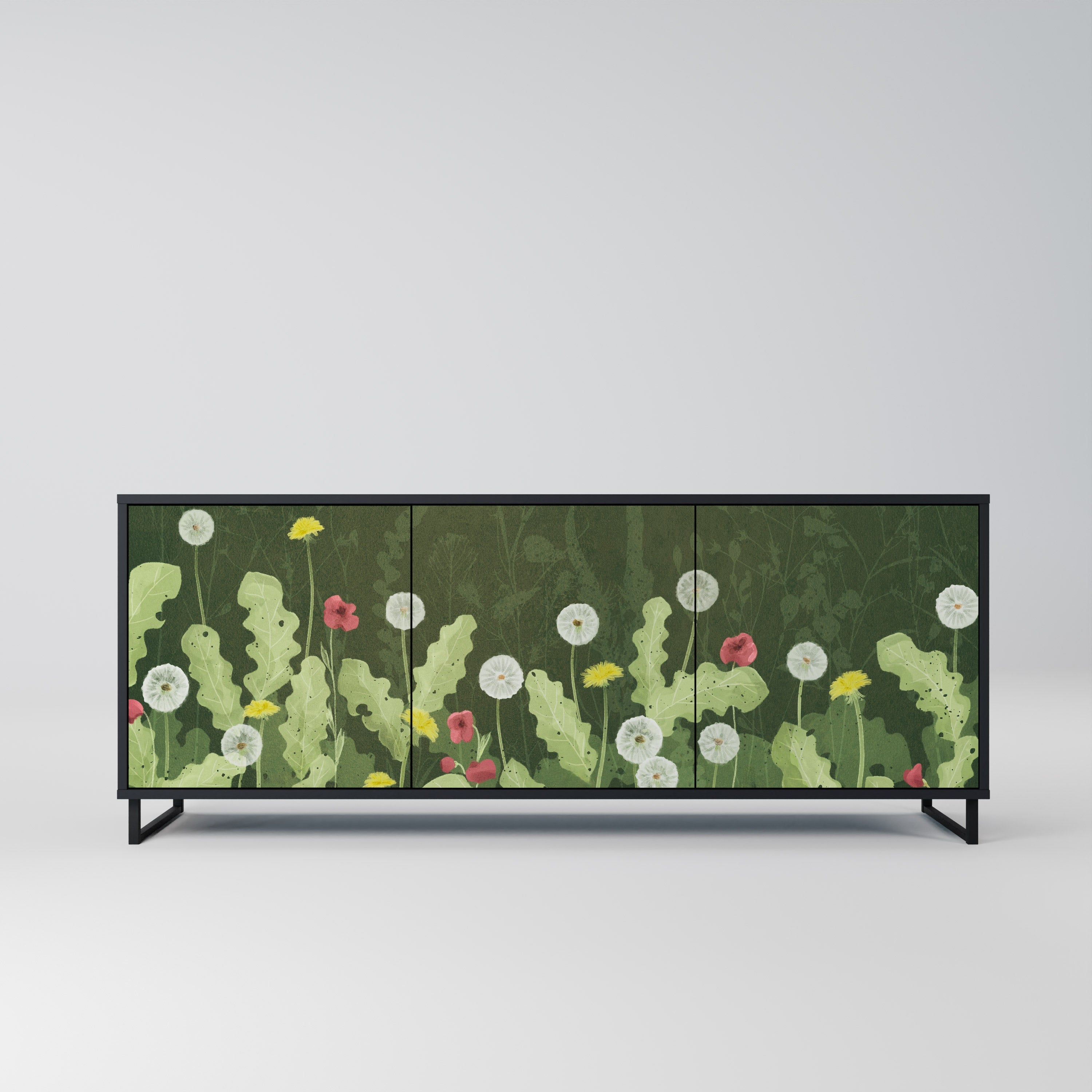 DANDELION AMUSE Aparador de 3 Portas em Acabamento Preto