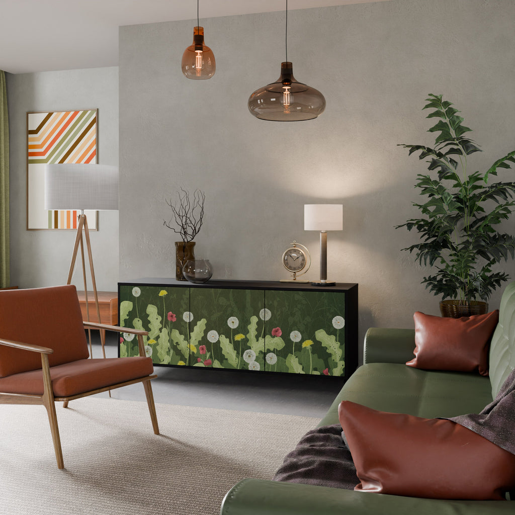 DANDELION AMUSE Aparador de 3 Portas em Acabamento Preto