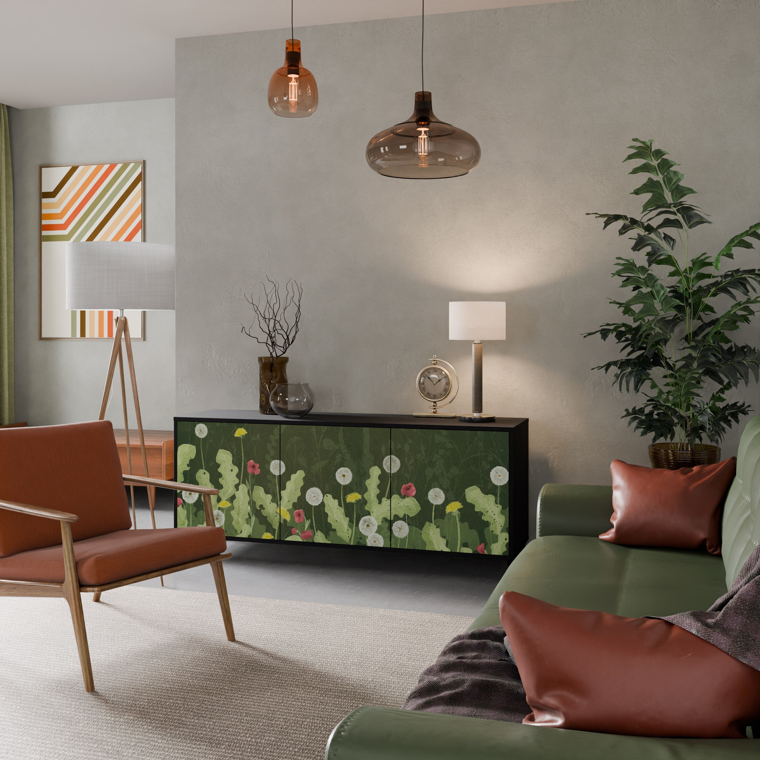 DANDELION AMUSE Aparador de 3 Portas em Acabamento Preto