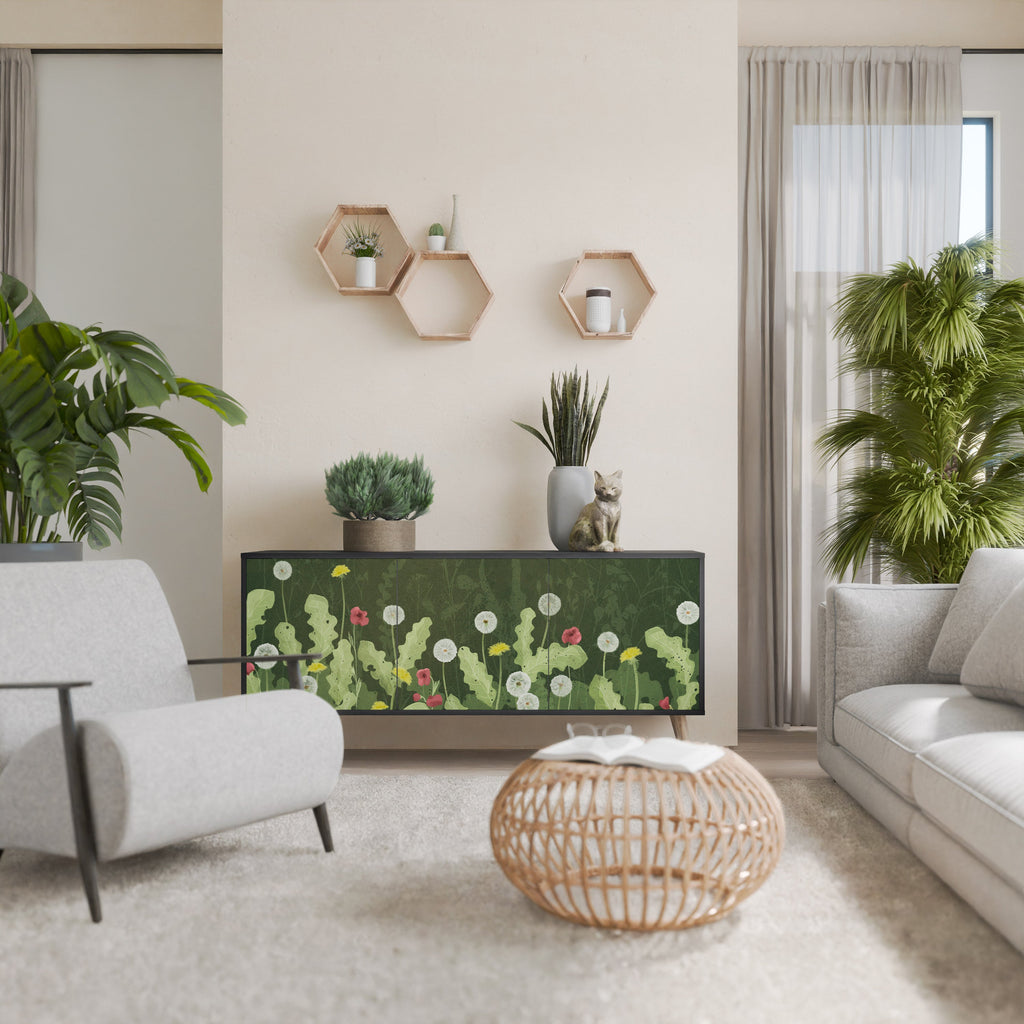 DANDELION AMUSE Aparador de 3 Portas em Acabamento Preto