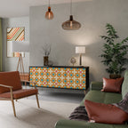 FLORAL DECOR Aparador de 3 Portas em Acabamento Preto