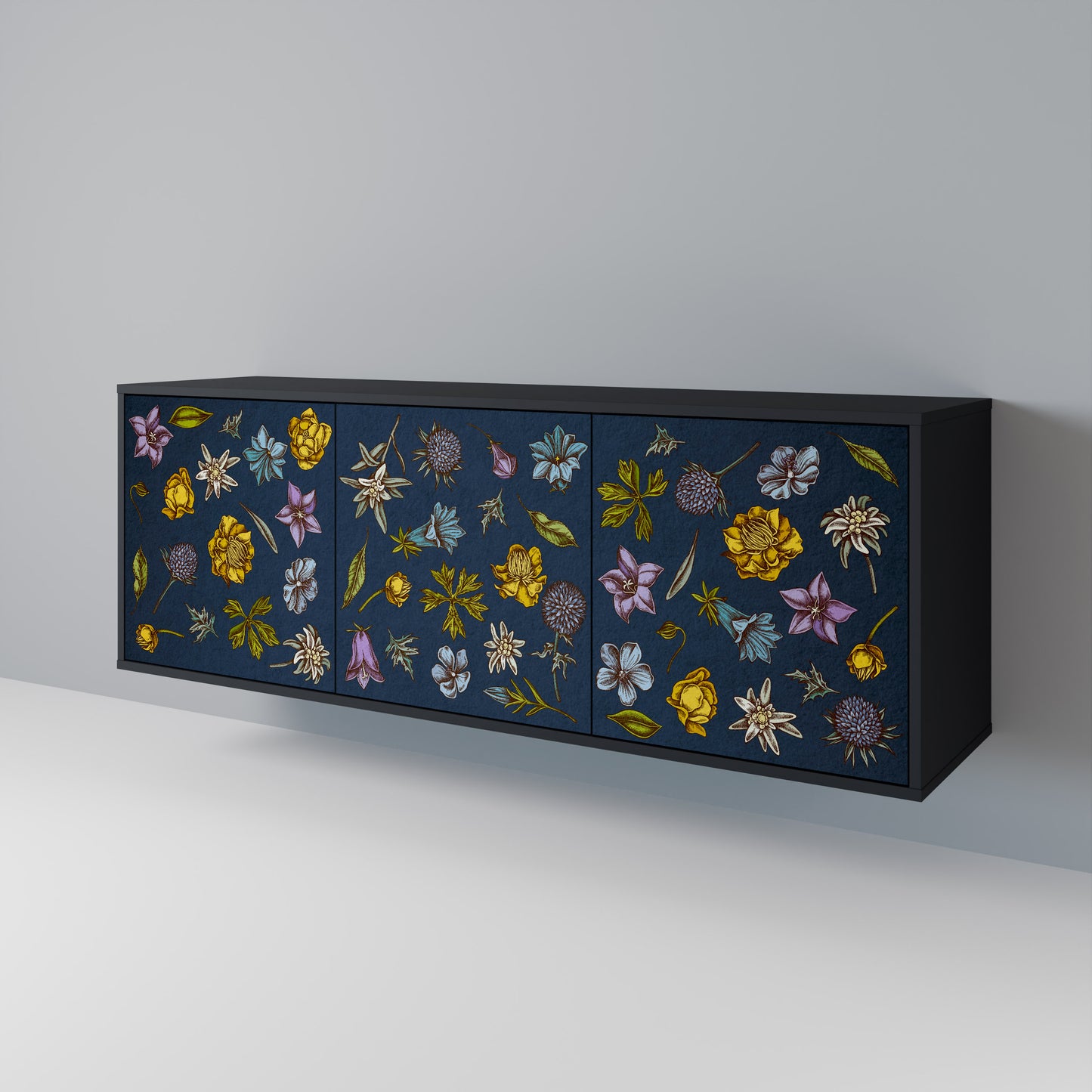 FLOWERS ON NAVY BLUE Aparador de 3 Portas