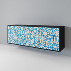 BLOOMY MORNING 3-Door Sideboard in Black Finish