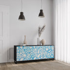 BLOOMY MORNING 3-Door Sideboard in Black Finish