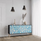 BLOOMY MORNING 3-Door Sideboard in Black Finish