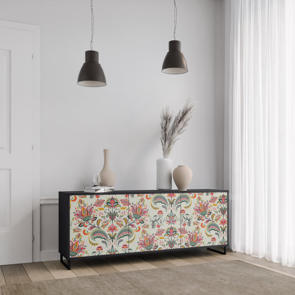 ORGANIC FOLKLORE 3-Door Sideboard in Black Finish