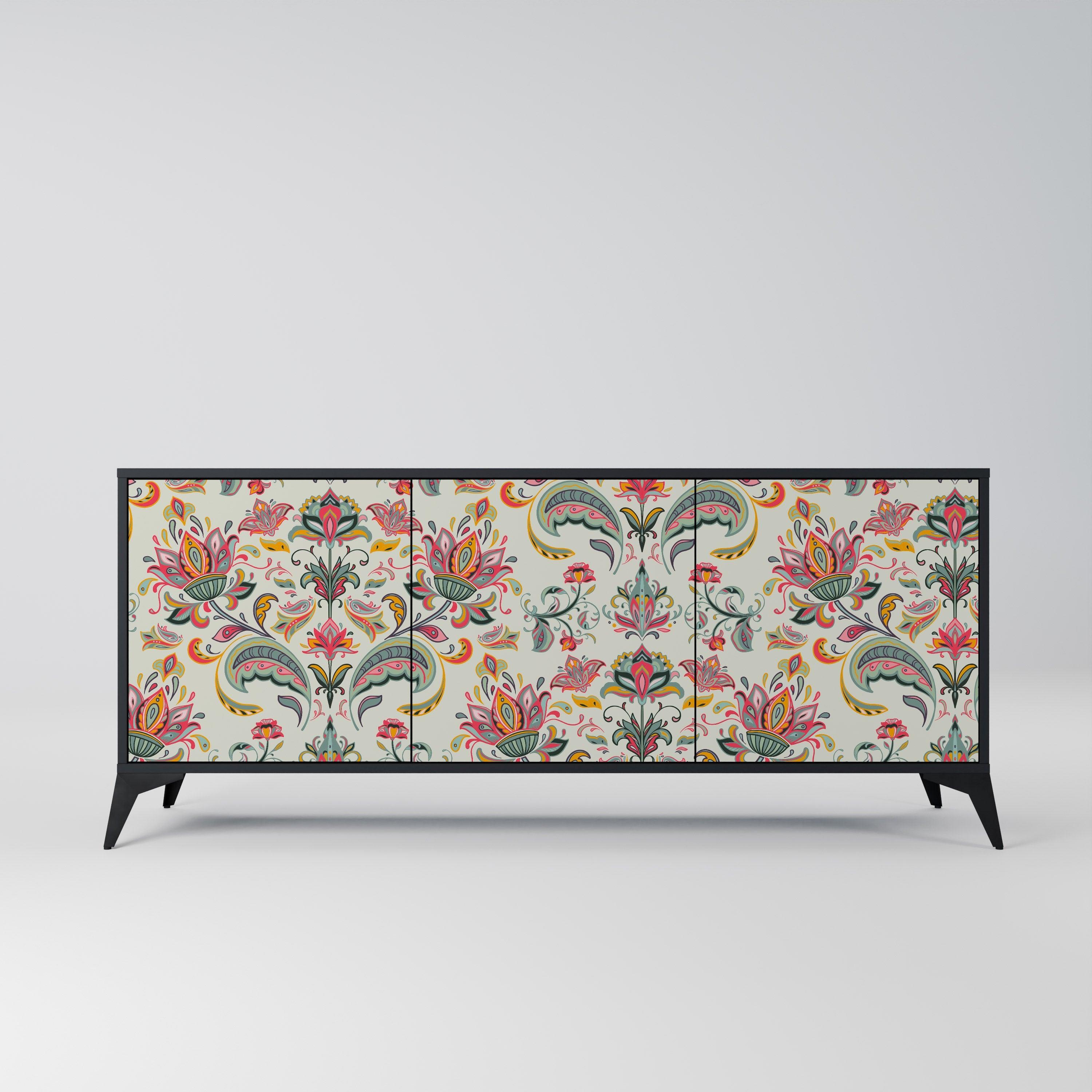 ORGANIC FOLKLORE Aparador de 3 Portas em Acabamento Preto