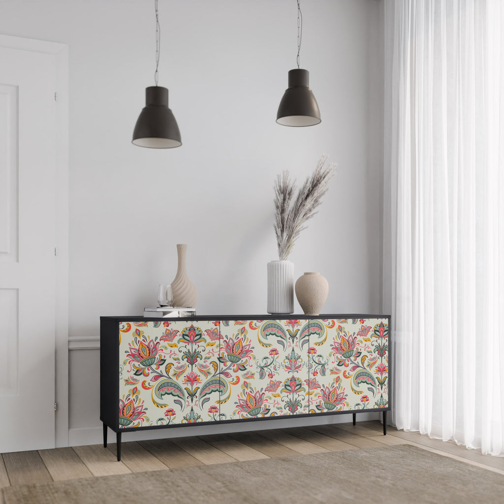 ORGANIC FOLKLORE 3-Door Sideboard in Black Finish