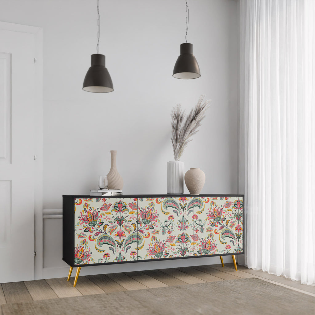 ORGANIC FOLKLORE 3-Door Sideboard in Black Finish