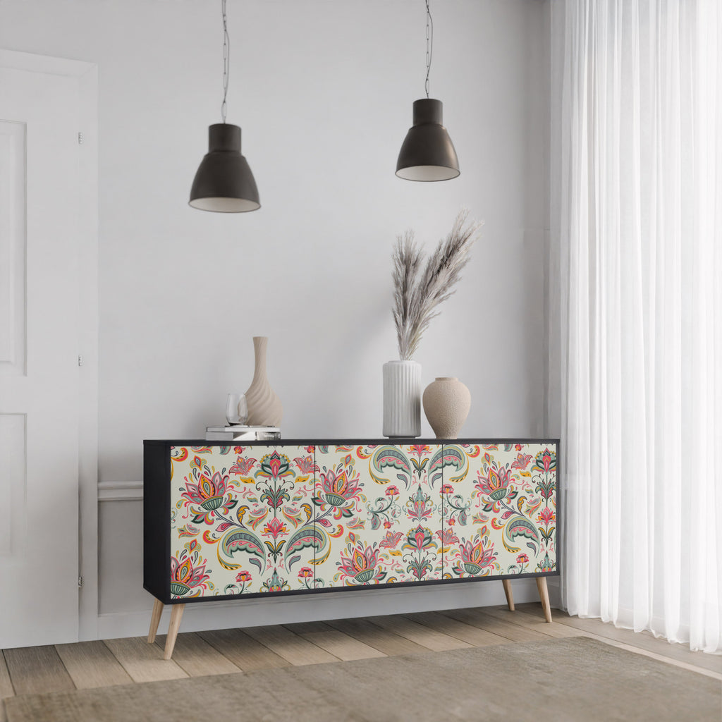 ORGANIC FOLKLORE 3-Door Sideboard in Black Finish