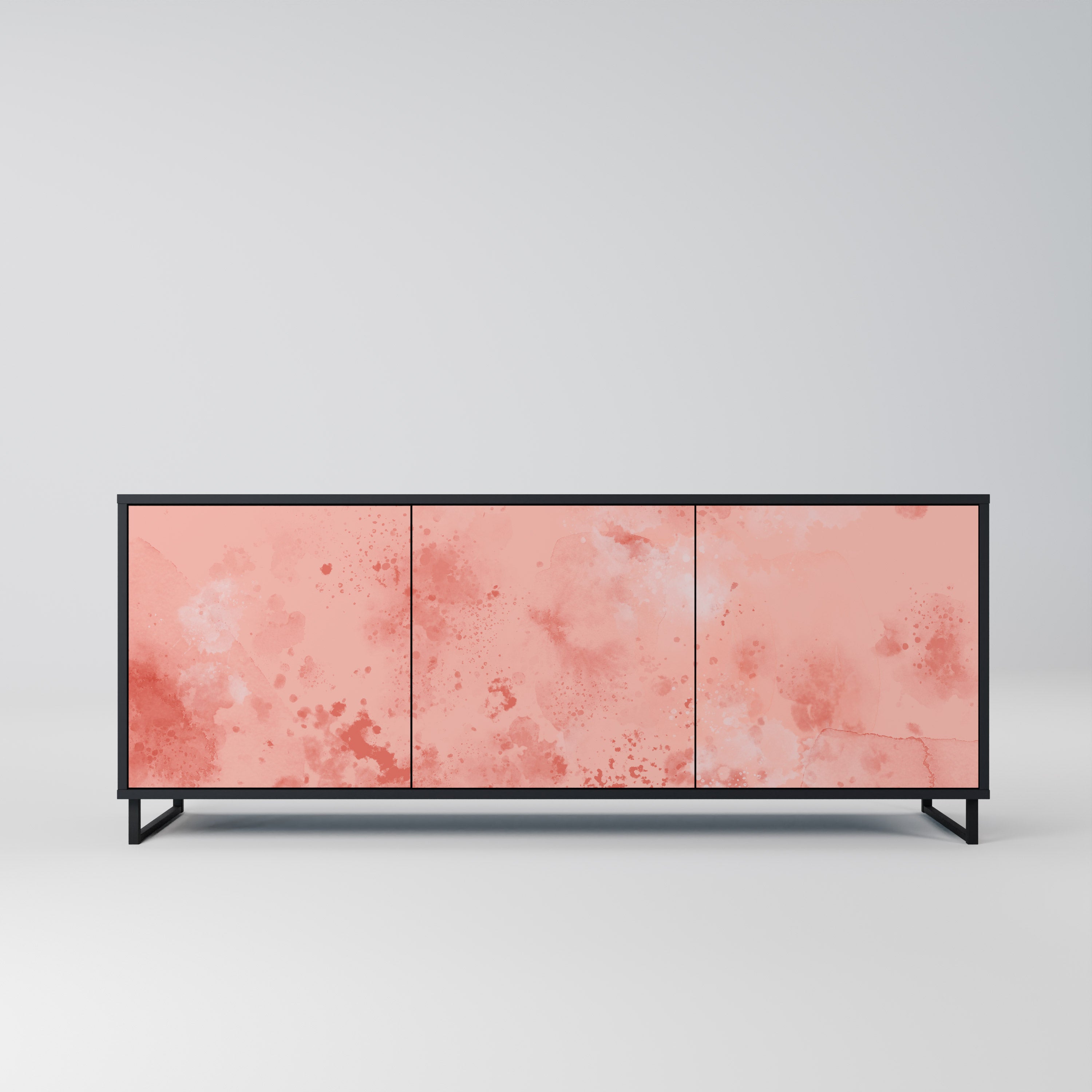 CRANE DANCE Aparador de 3 Portas em Acabamento Preto