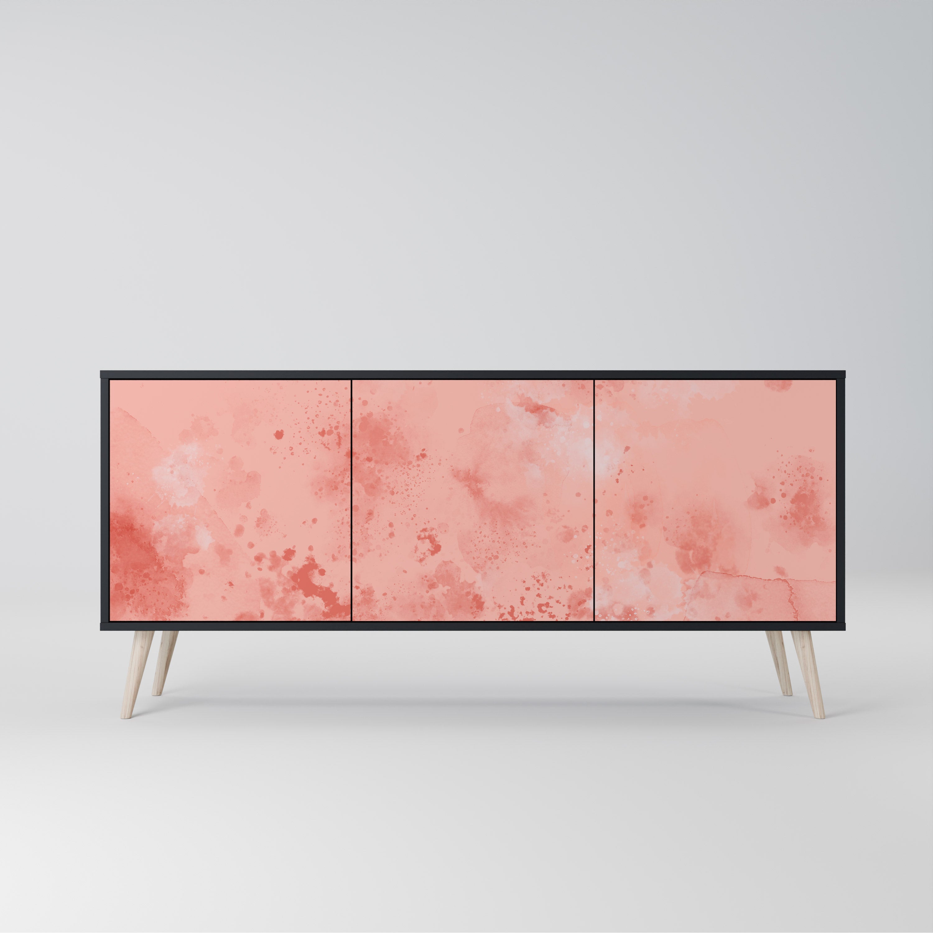 CRANE DANCE Aparador de 3 Portas em Acabamento Preto