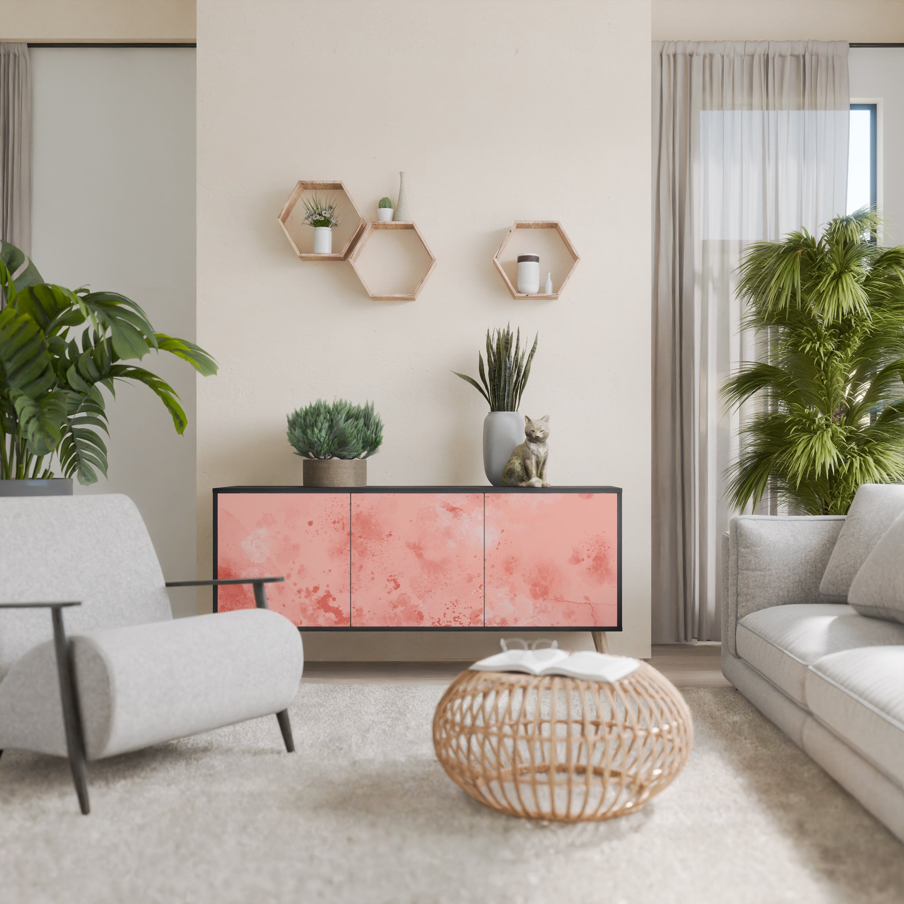 CRANE DANCE 3-Door Sideboard in Black Finish