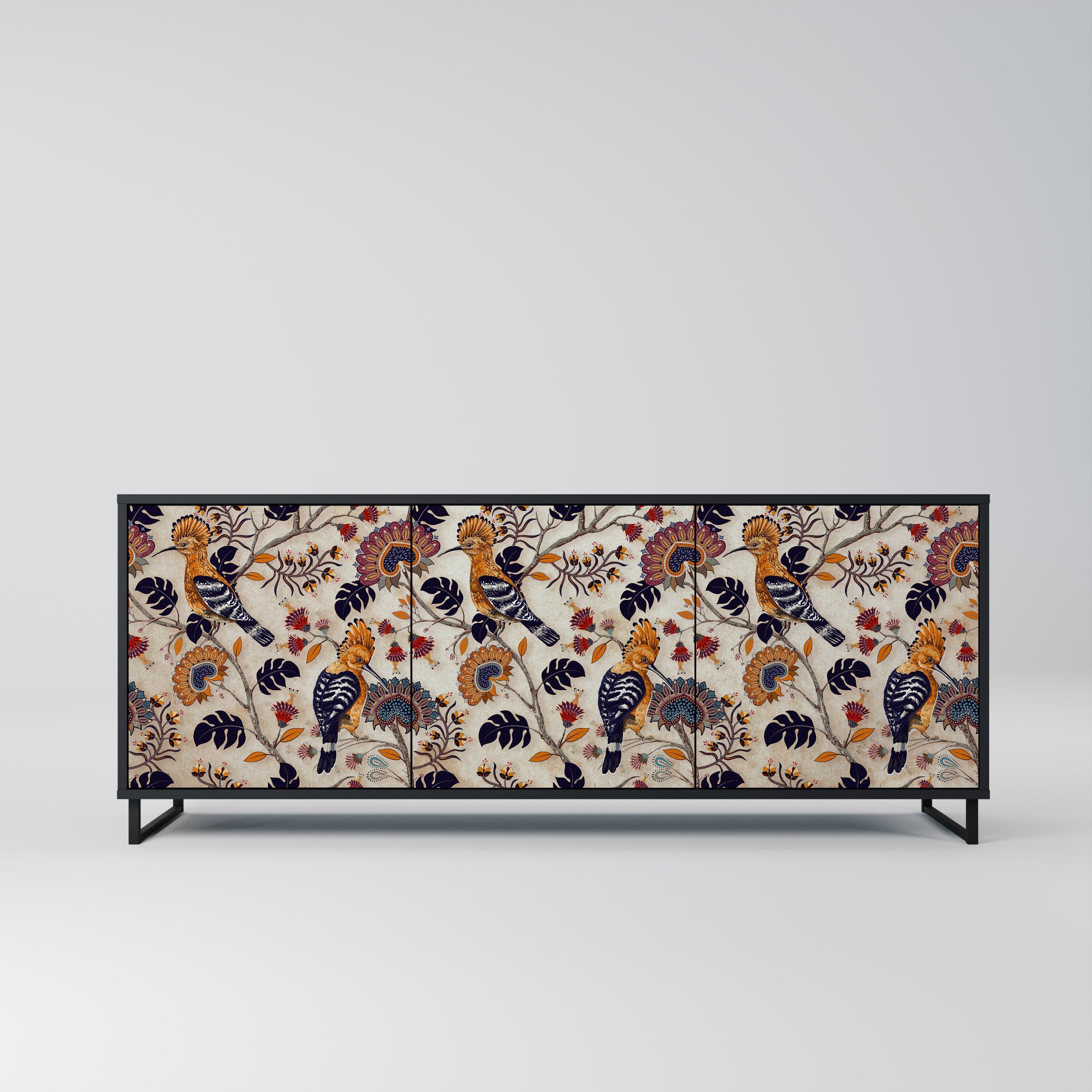 EMINENT HOOPOE Aparador de 3 Portas em Acabamento Preto