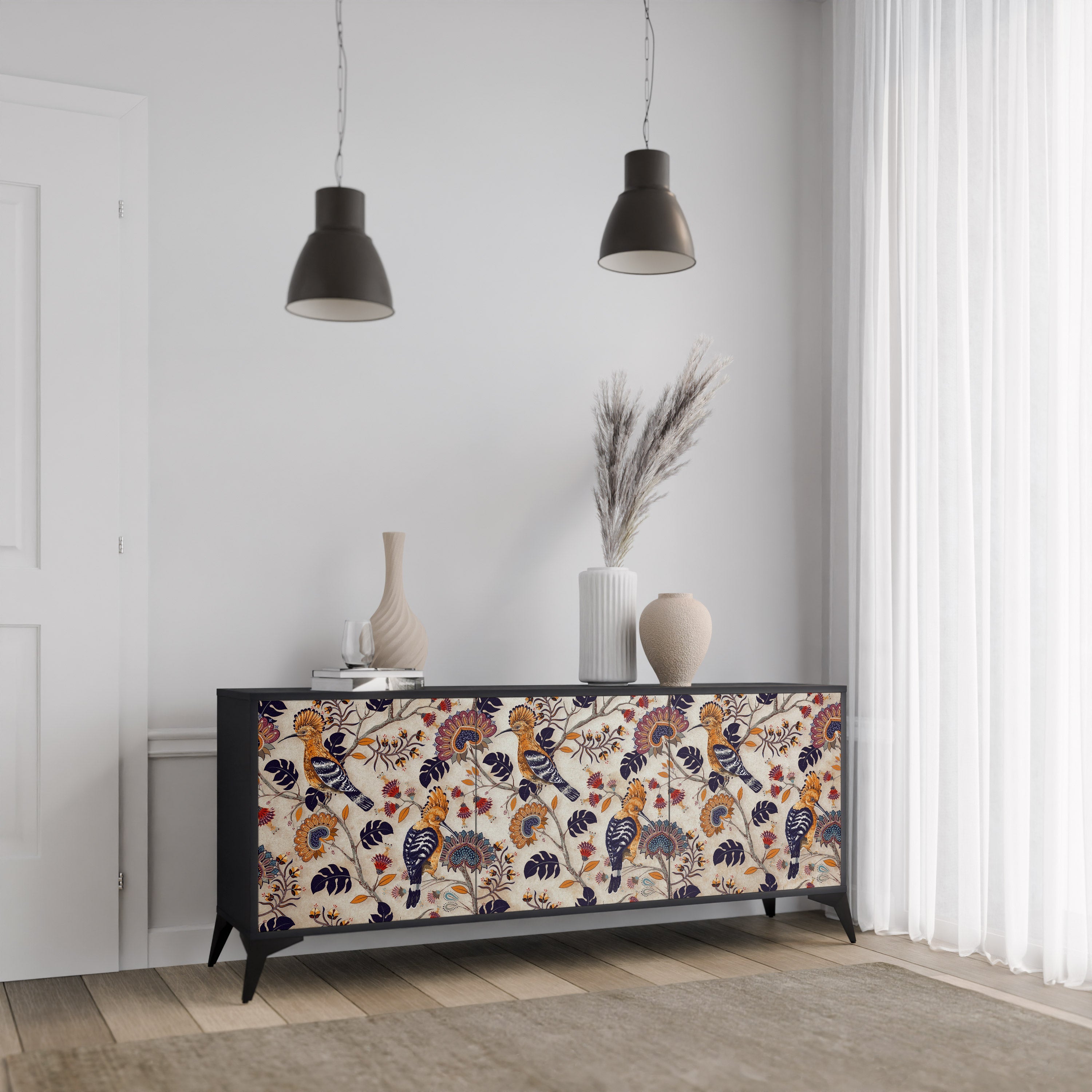 EMINENT HOOPOE 3-Door Sideboard in Black Finish