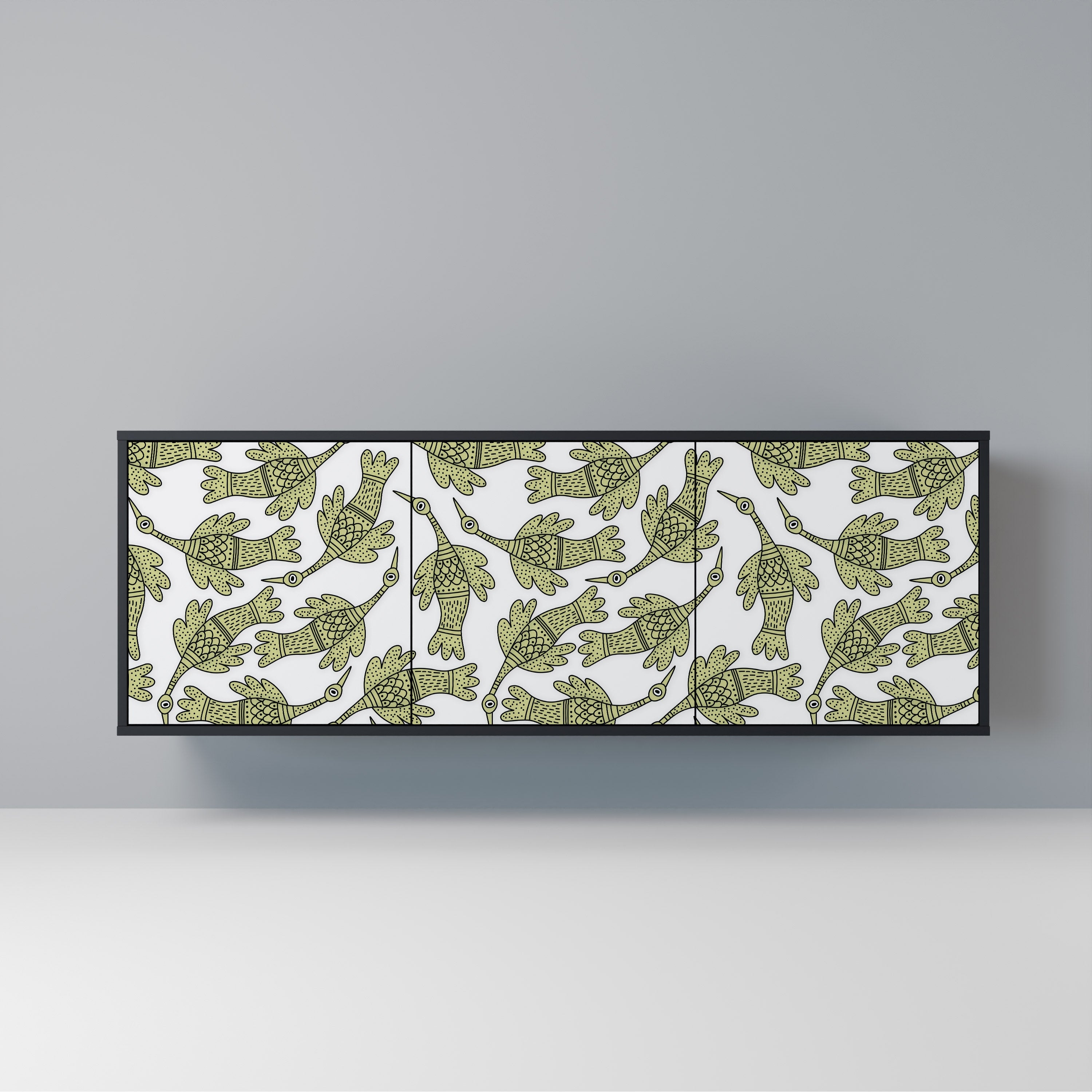 SEEDLING SONGBIRD Aparador de 3 Portas em Acabamento Preto