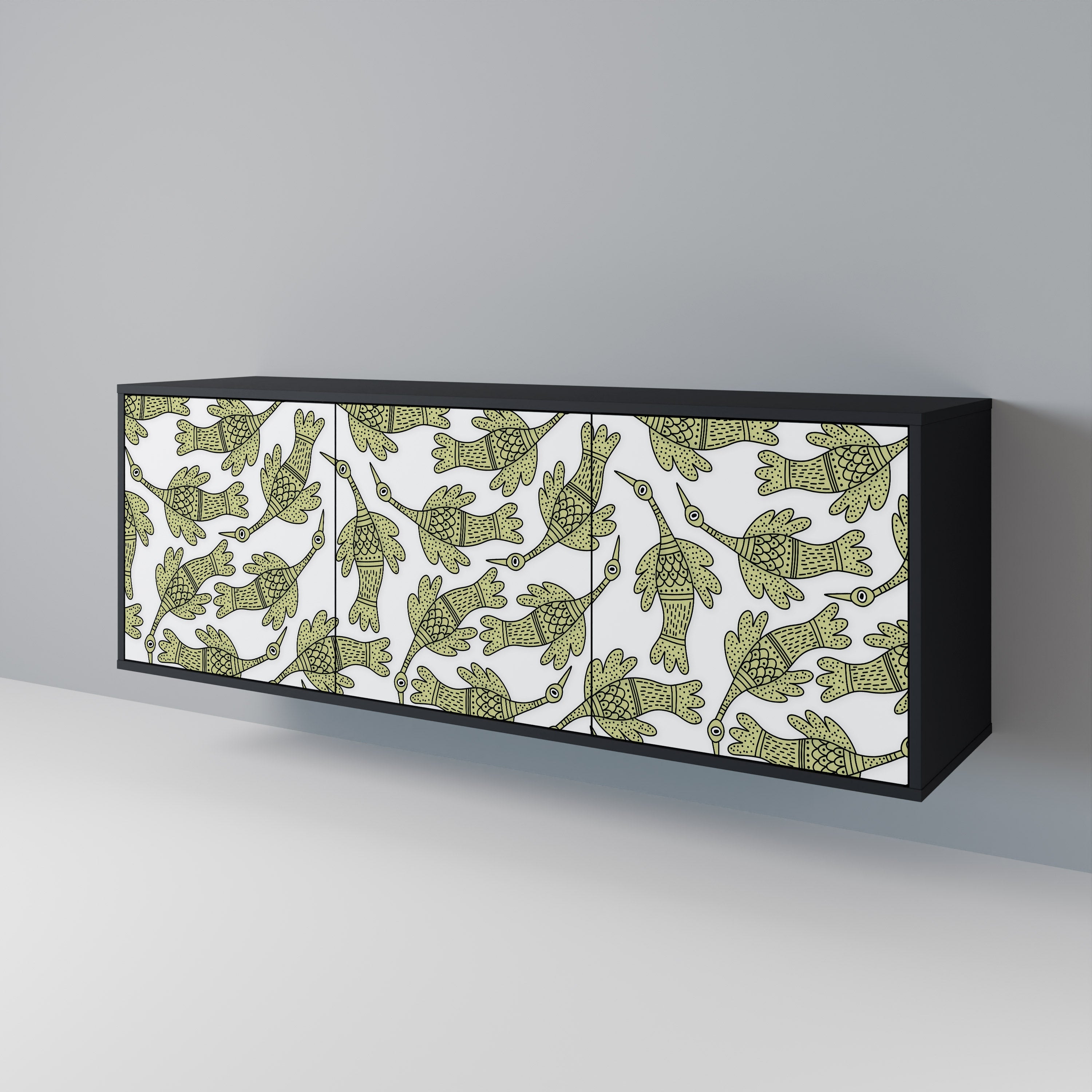 SEEDLING SONGBIRD 3-Door Sideboard in Black Finish