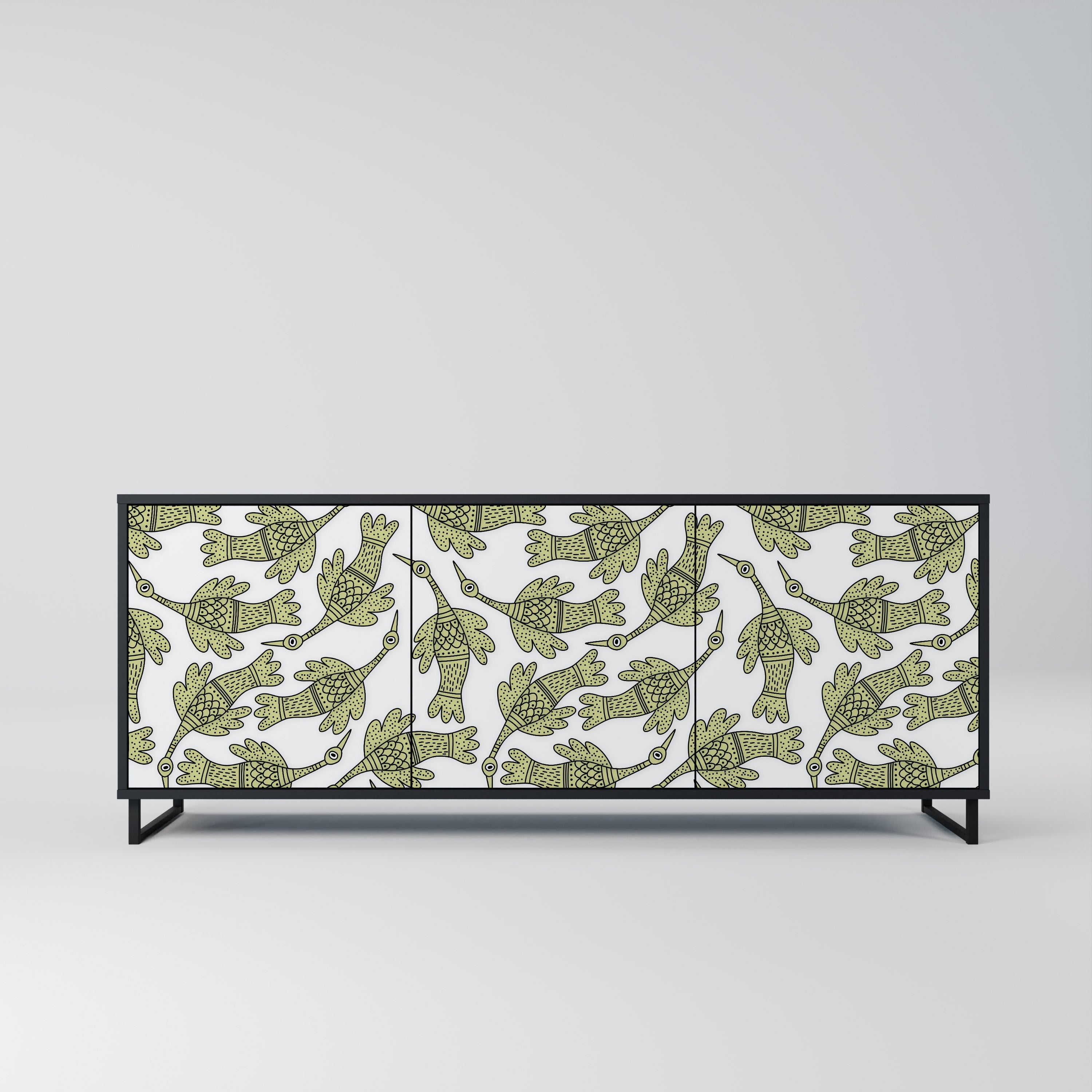 SEEDLING SONGBIRD Aparador de 3 Portas em Acabamento Preto