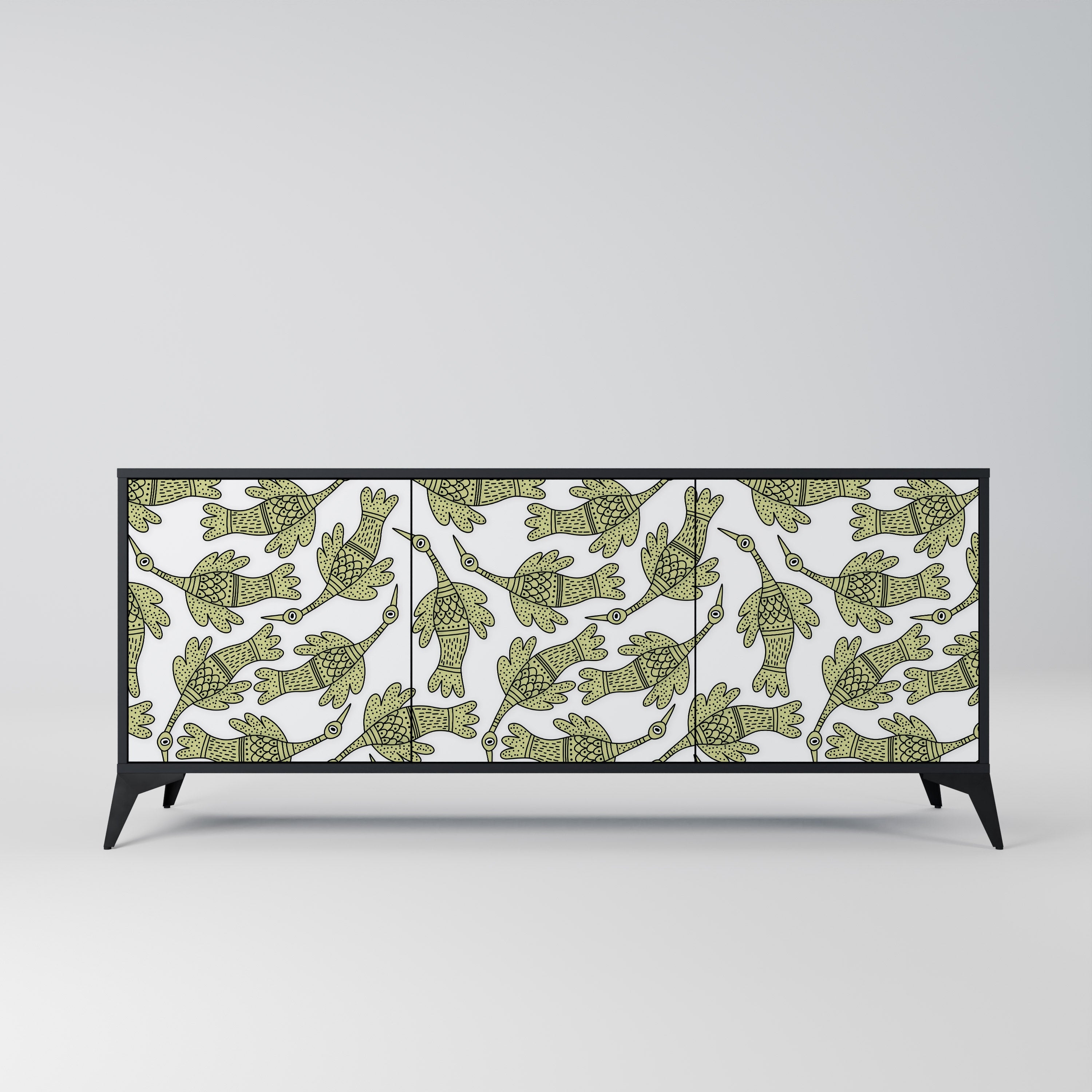 SEEDLING SONGBIRD Aparador de 3 Portas em Acabamento Preto