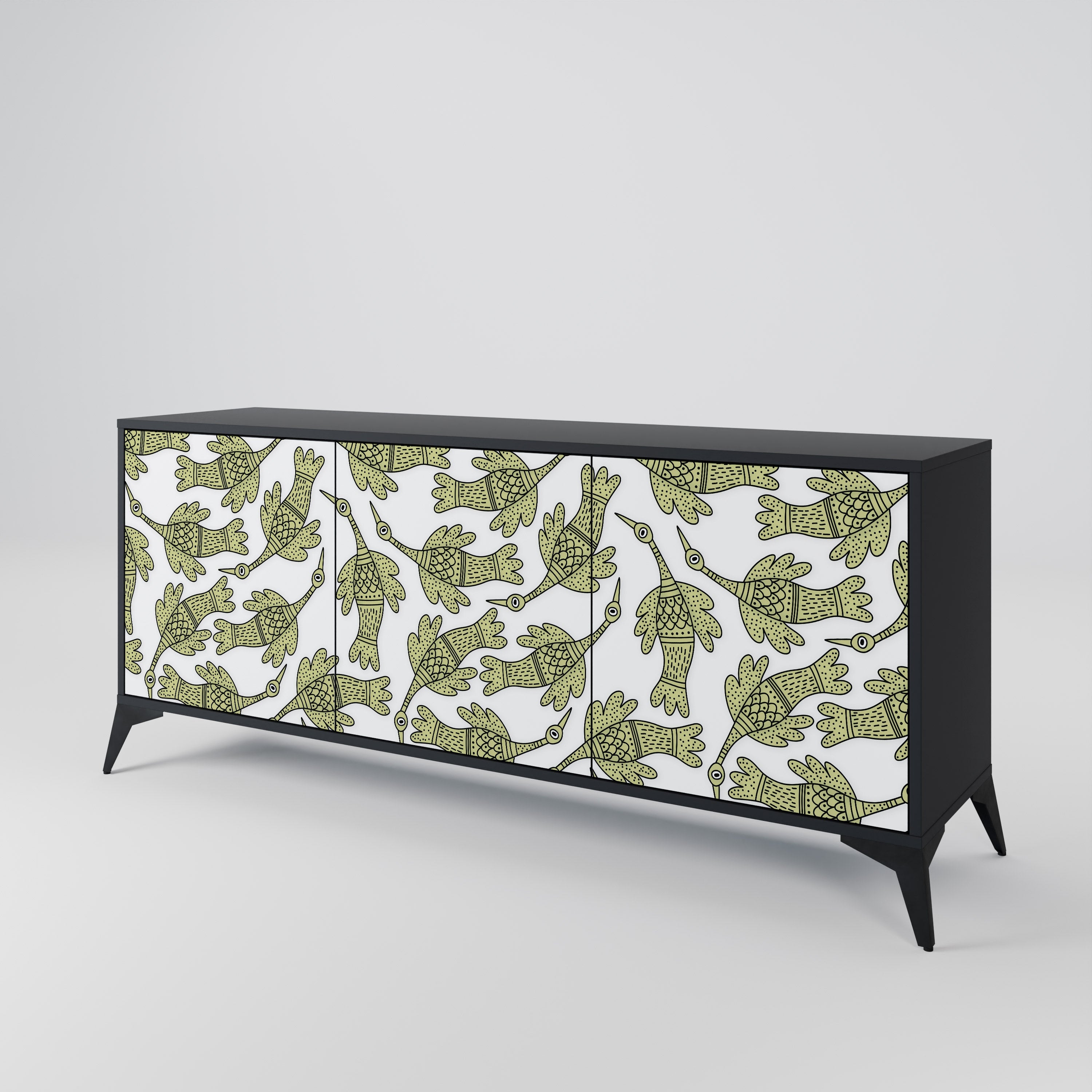 SEEDLING SONGBIRD 3-Door Sideboard in Black Finish
