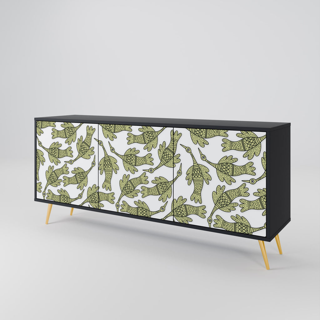 SEEDLING SONGBIRD 3-Door Sideboard in Black Finish