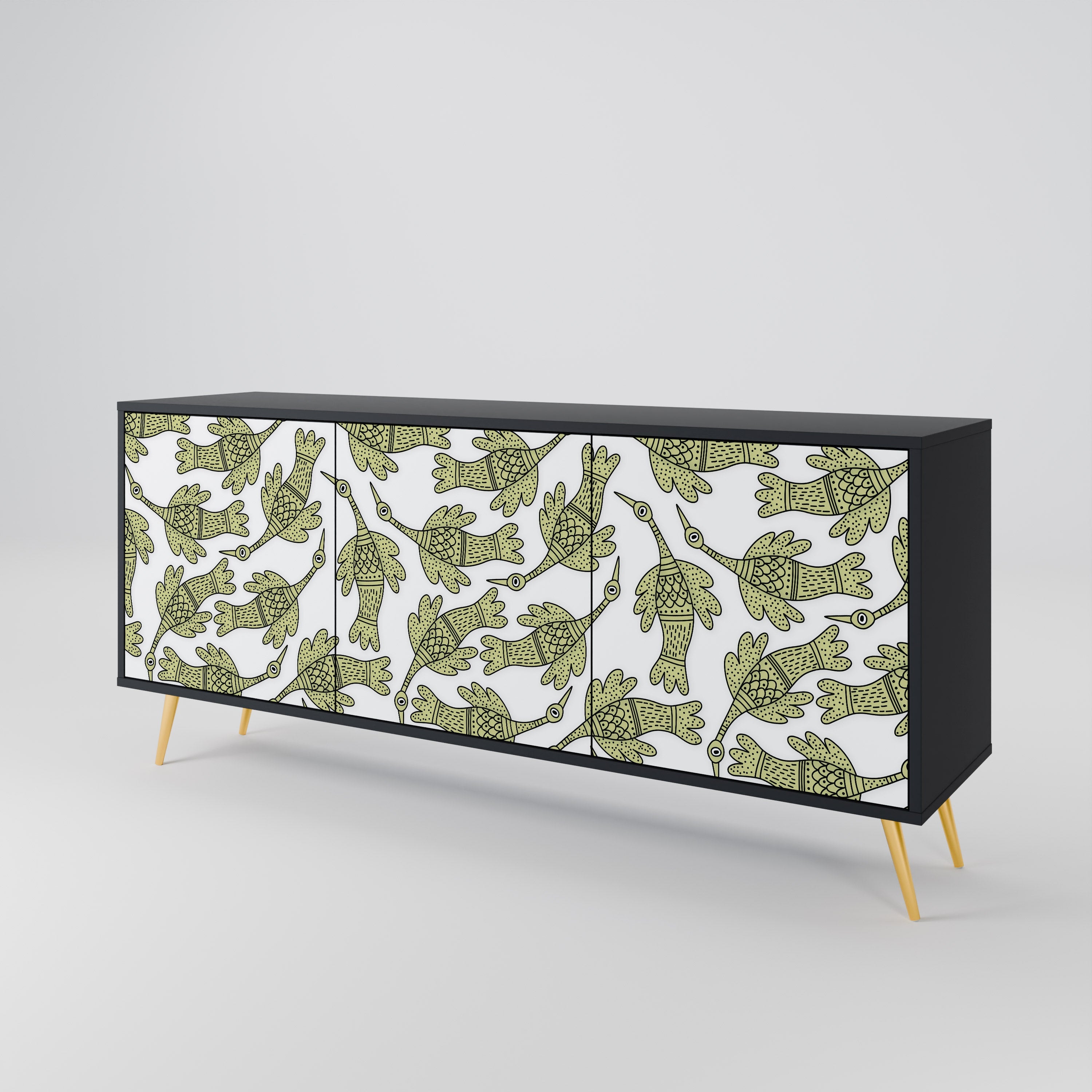 SEEDLING SONGBIRD 3-Door Sideboard in Black Finish
