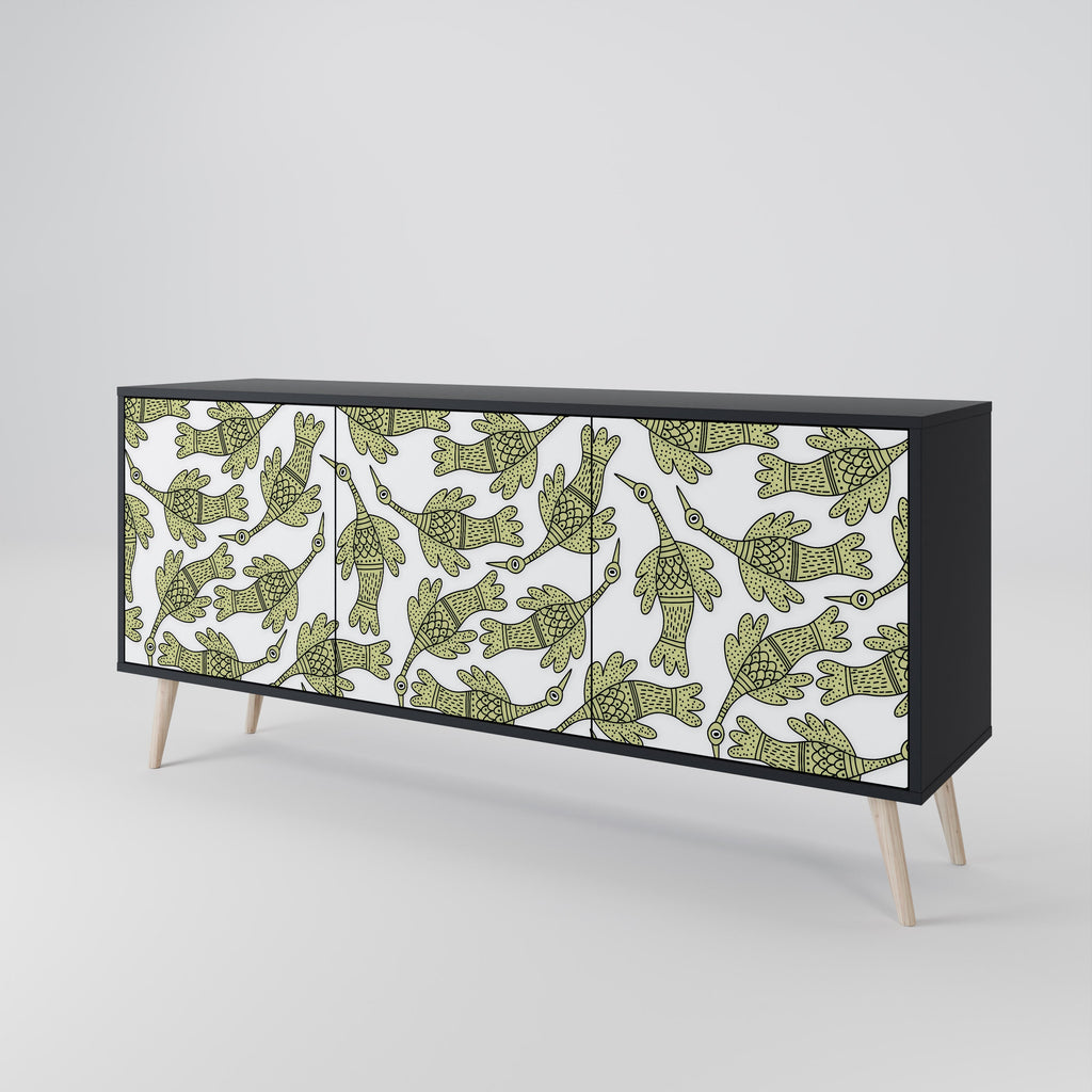SEEDLING SONGBIRD 3-Door Sideboard in Black Finish