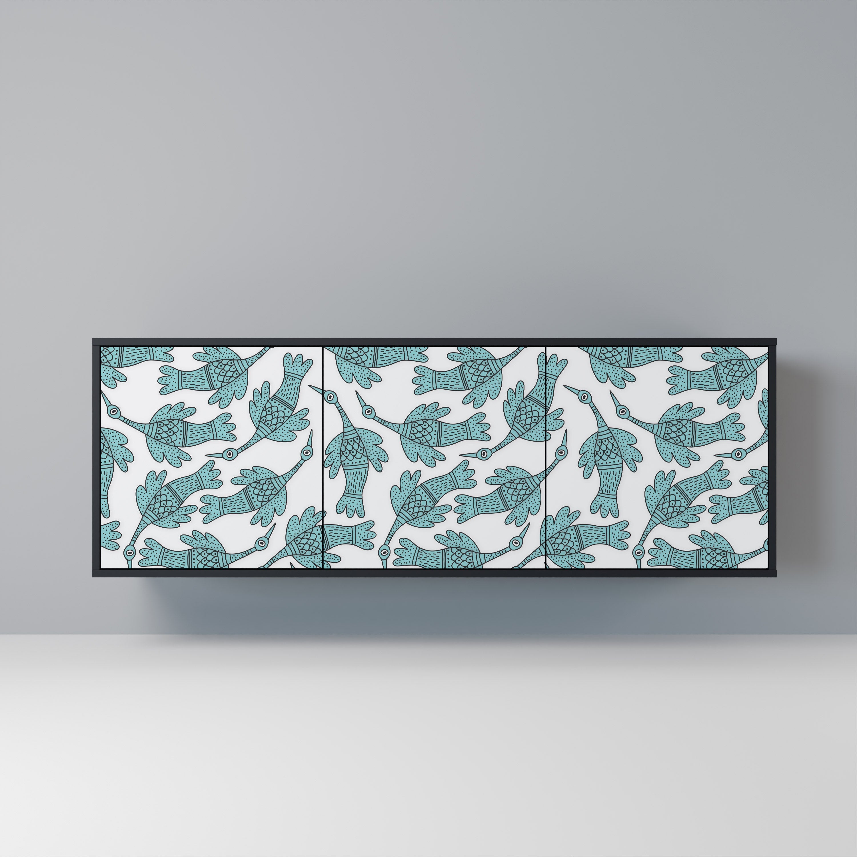 WATERSPOUT SONGIBIRD Aparador de 3 Portas em Acabamento Preto