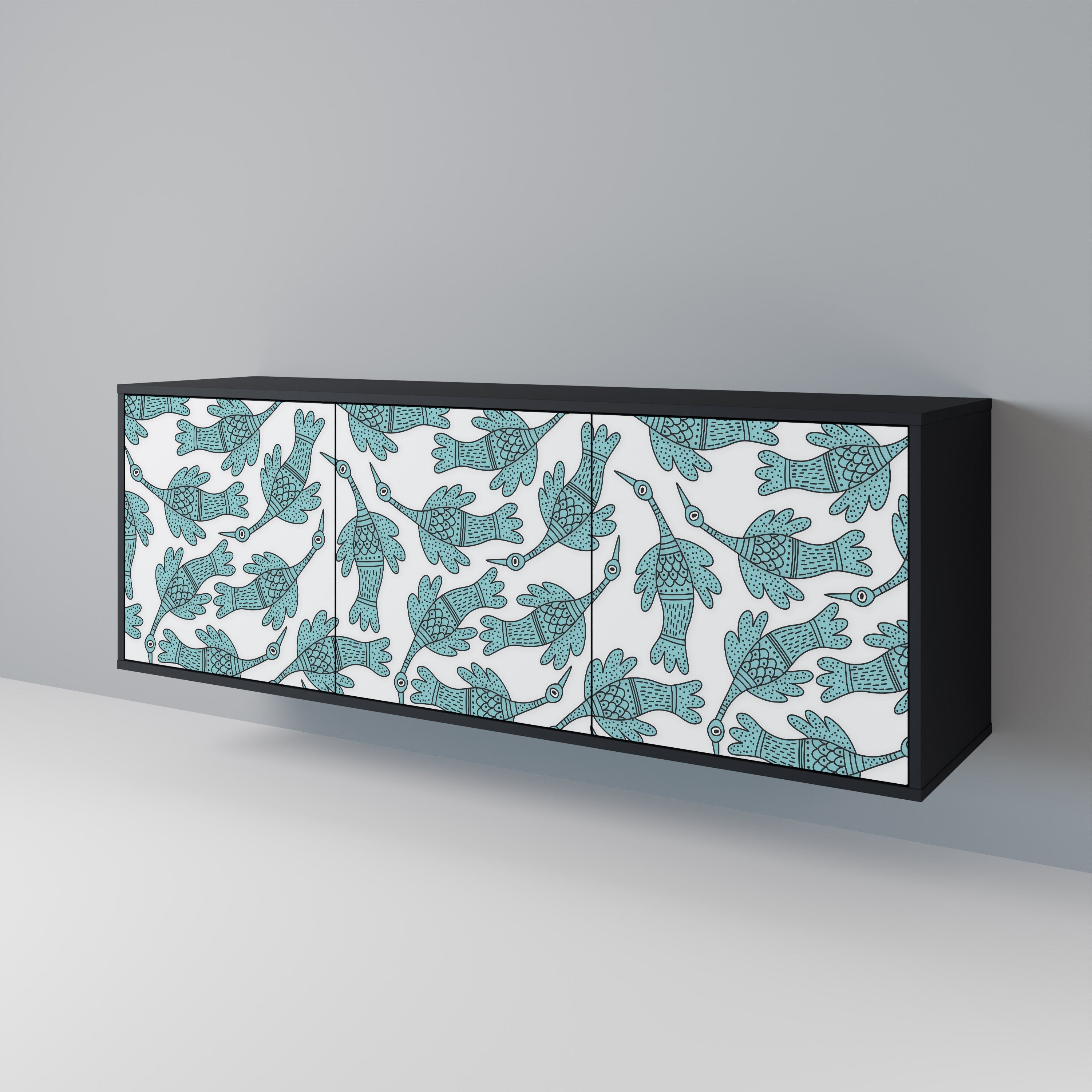 WATERSPOUT SONGIBIRD Aparador de 3 Portas em Acabamento Preto