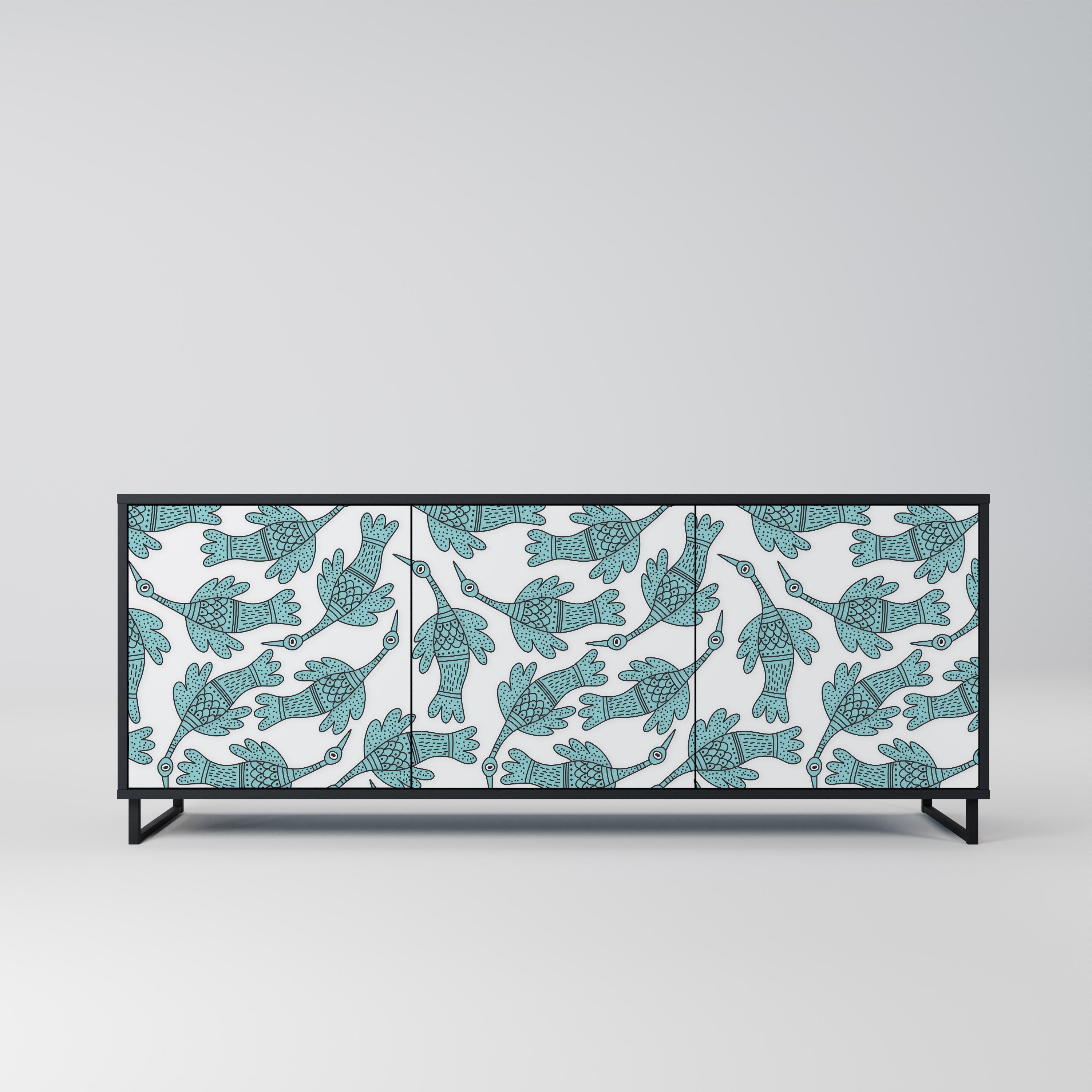 WATERSPOUT SONGIBIRD Aparador de 3 Portas em Acabamento Preto