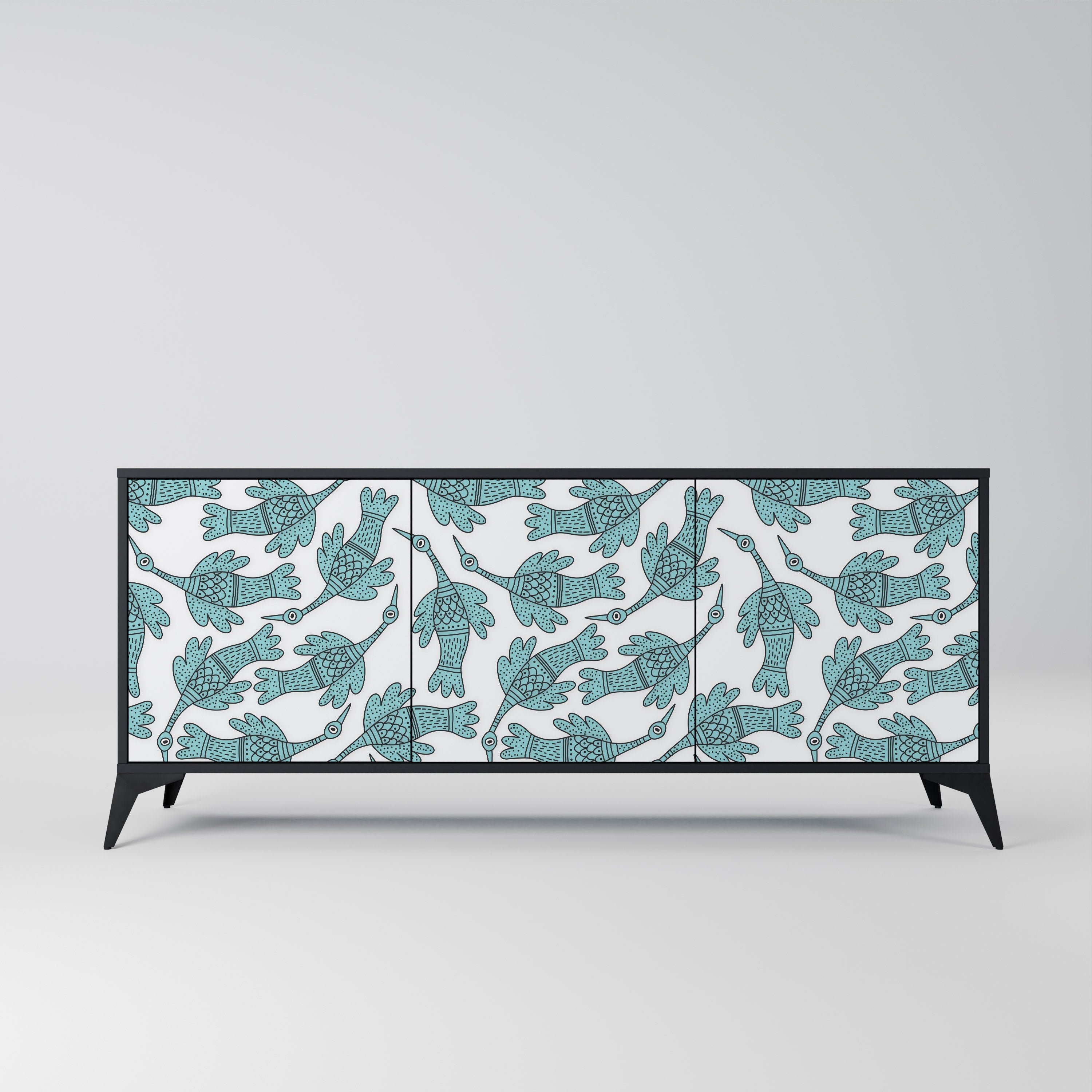 WATERSPOUT SONGIBIRD Aparador de 3 Portas em Acabamento Preto