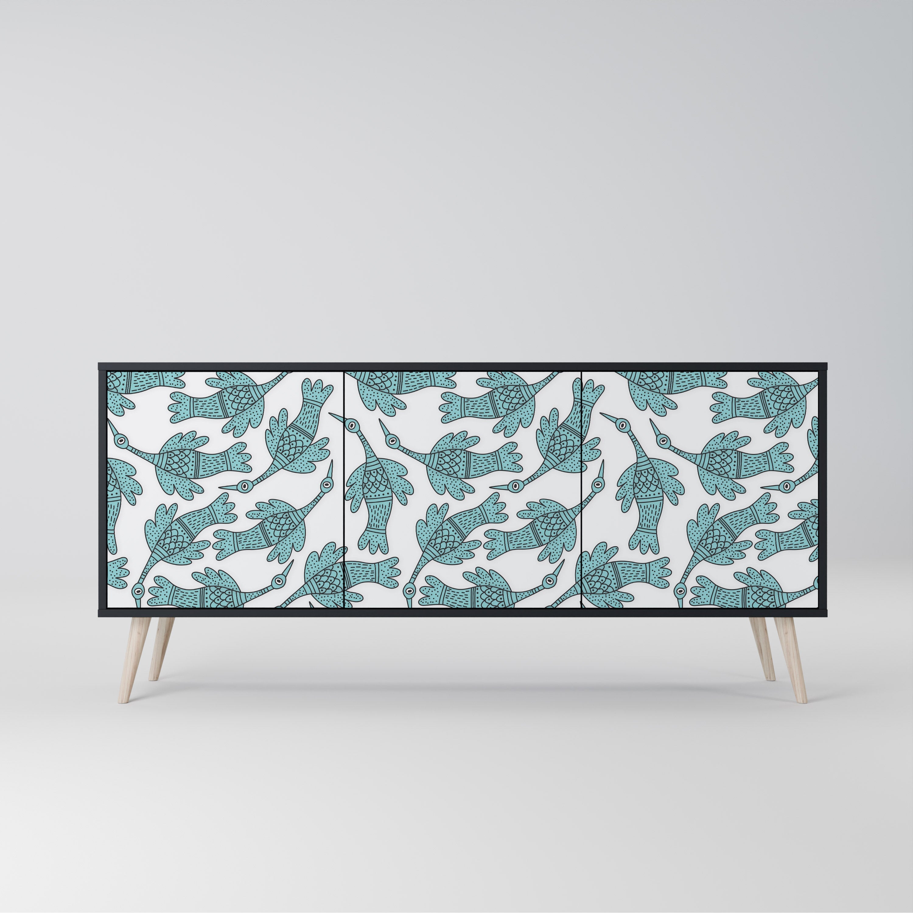 WATERSPOUT SONGIBIRD Aparador de 3 Portas em Acabamento Preto