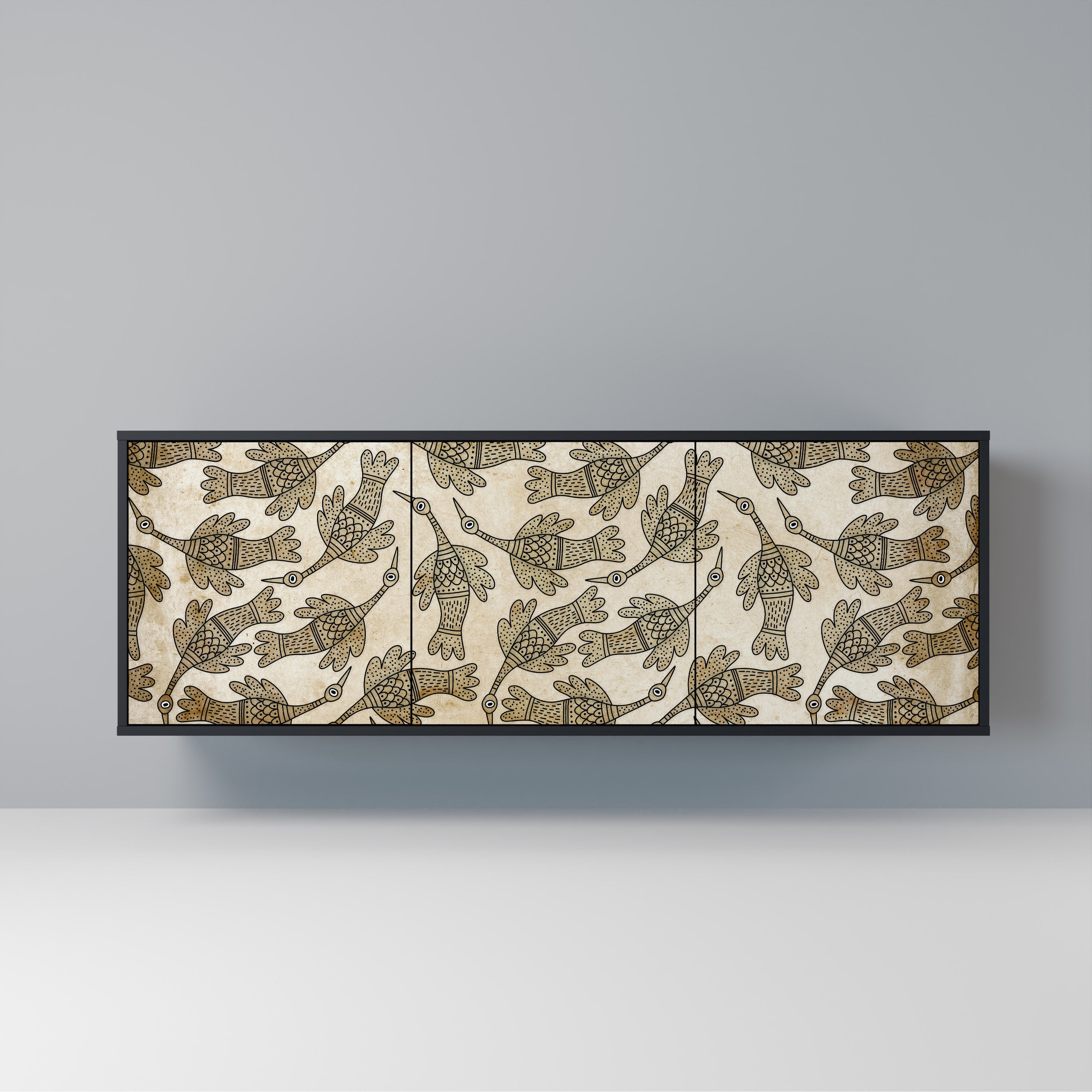 ALMONDINE SONGBIRD 3-Door Sideboard in Black Finish