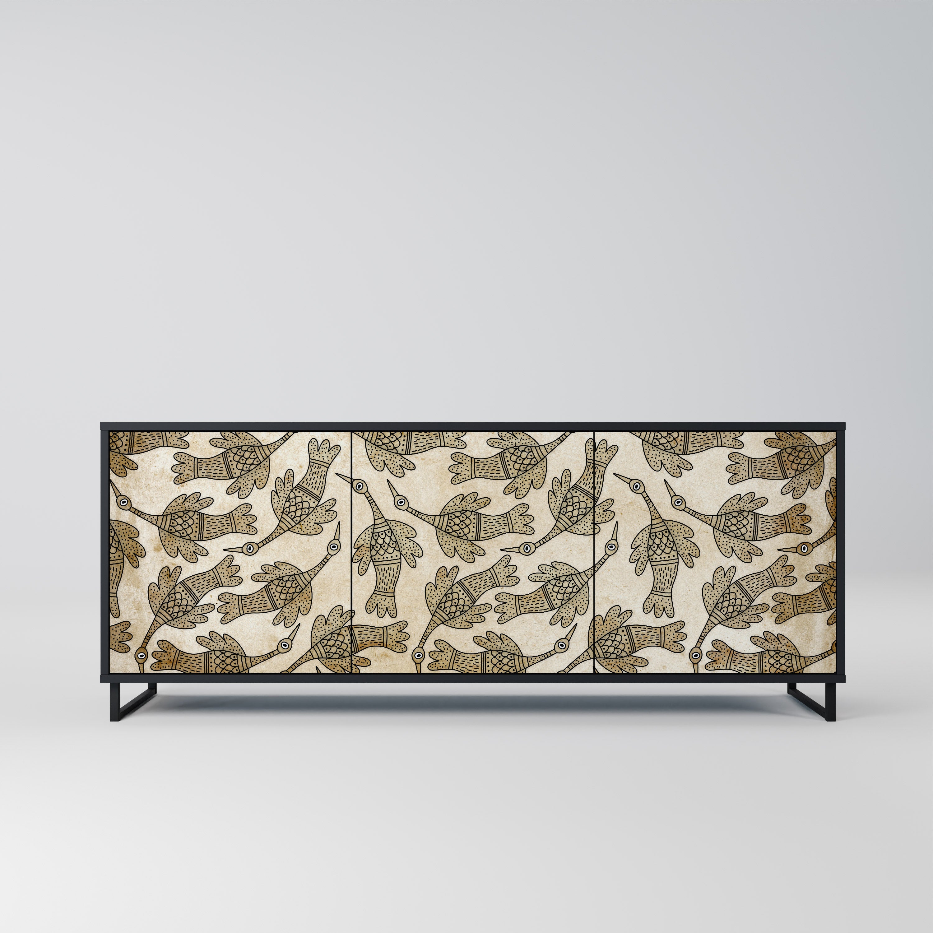 ALMONDINE SONGBIRD 3-Door Sideboard in Black Finish