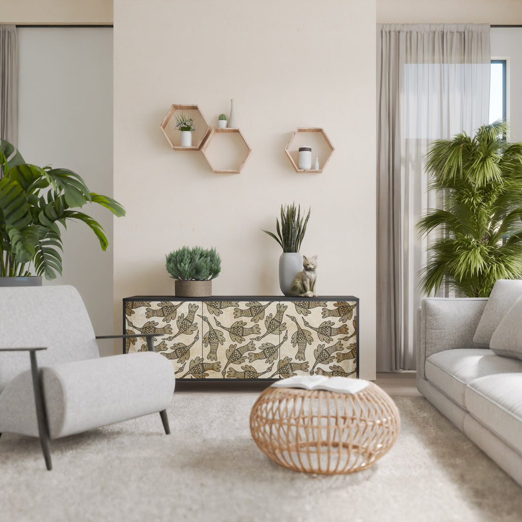 ALMONDINE SONGBIRD 3-Door Sideboard in Black Finish