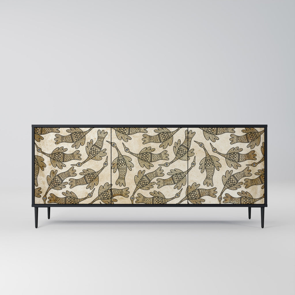 ALMONDINE SONGBIRD 3-Door Sideboard in Black Finish