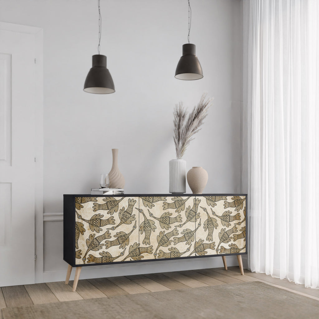 ALMONDINE SONGBIRD 3-Door Sideboard in Black Finish