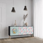 COLORFUL ALPACAS Aparador de 3 Portas em Acabamento Preto