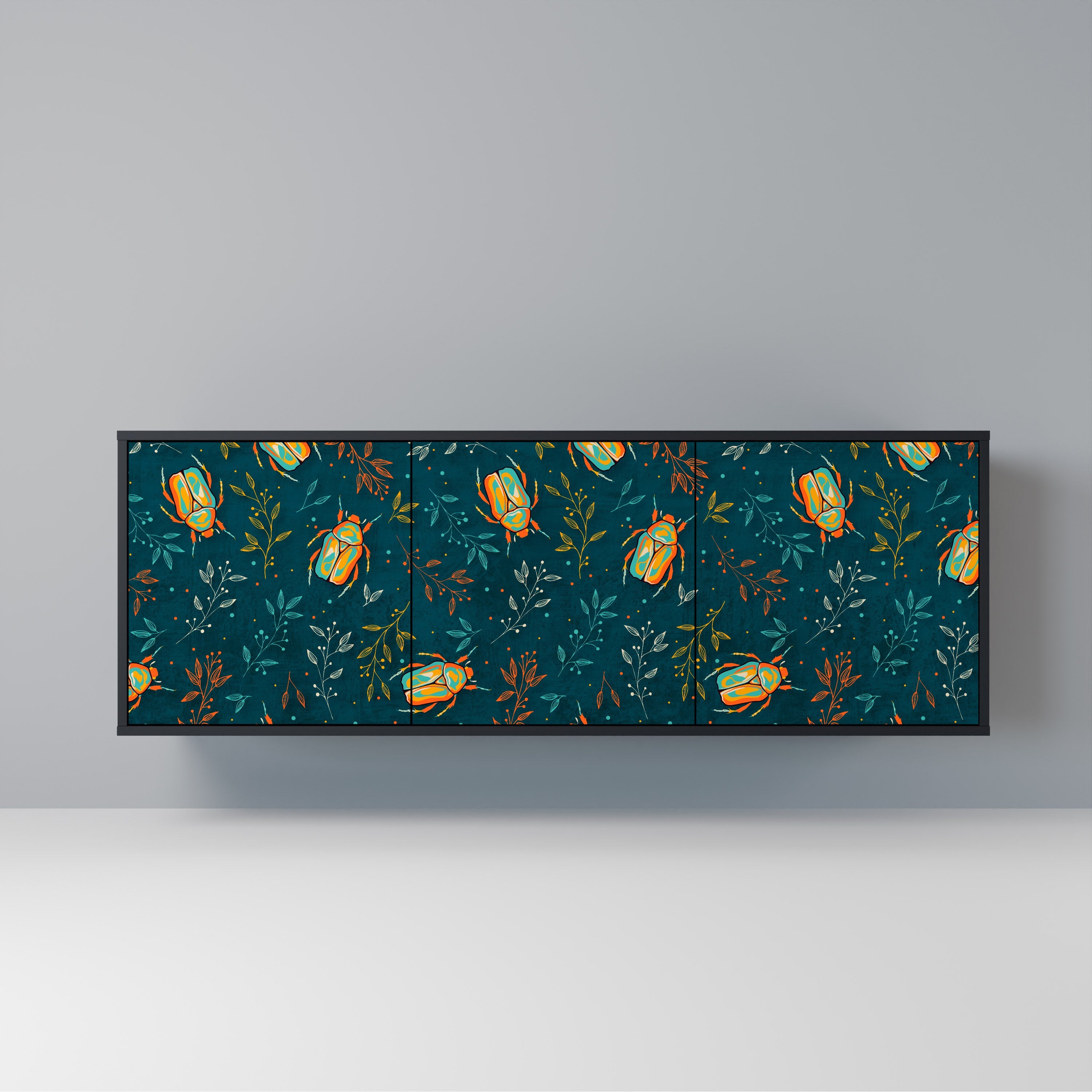 AUTUMN INSECTS Aparador de 3 Portas em Acabamento Preto