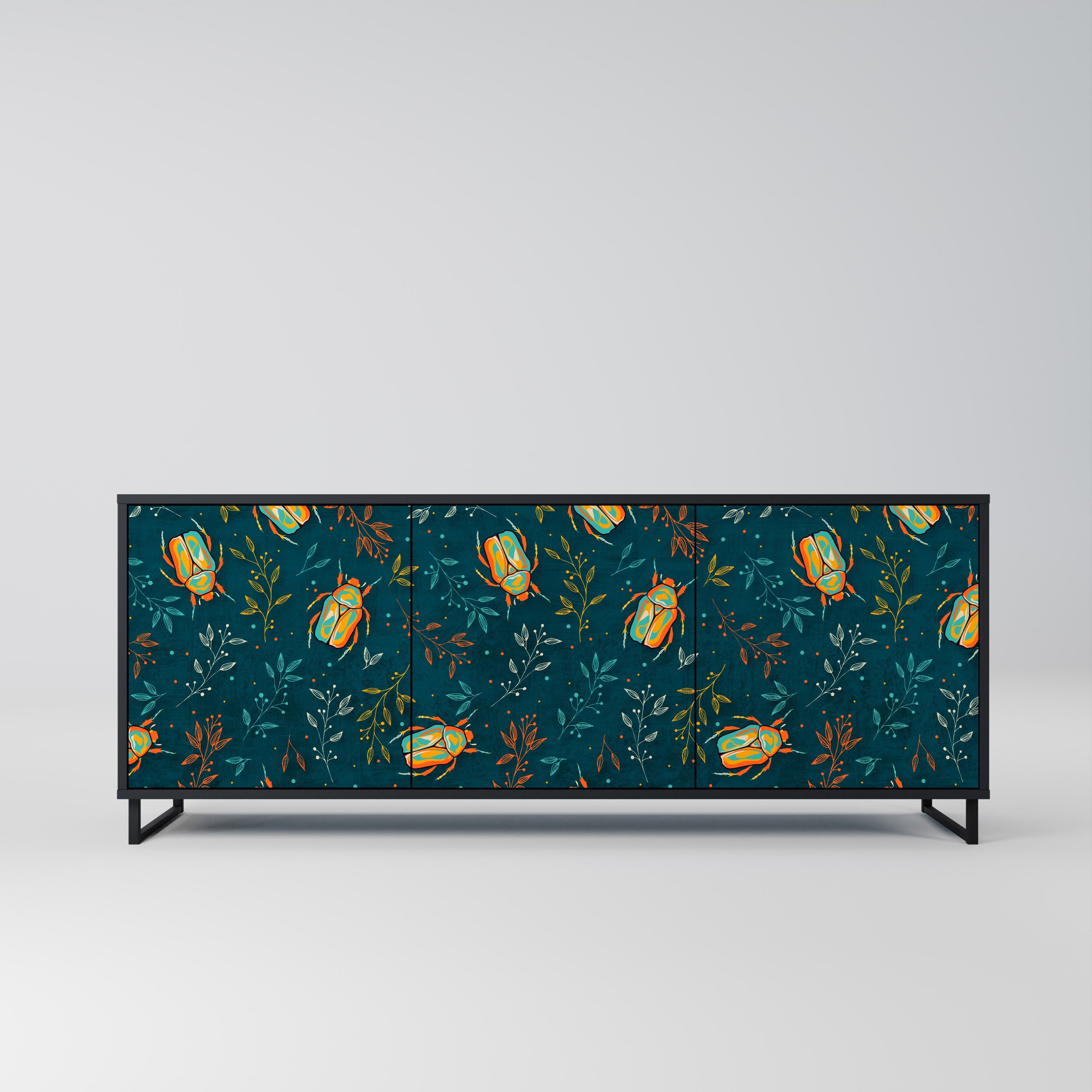 AUTUMN INSECTS Aparador de 3 Portas em Acabamento Preto